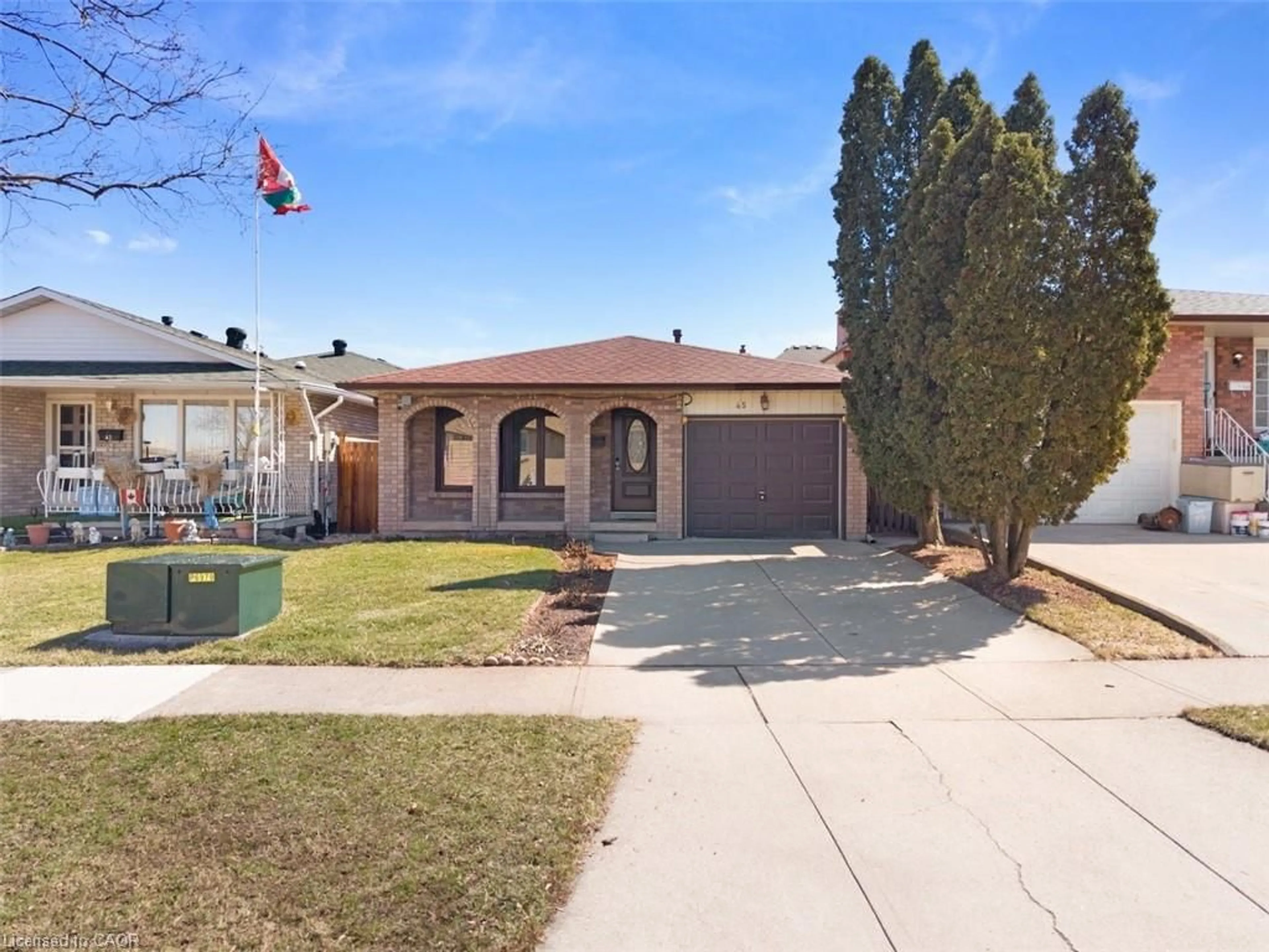 Home with brick exterior material, street for 45 Juniper Dr, Stoney Creek Ontario L8E 4C7