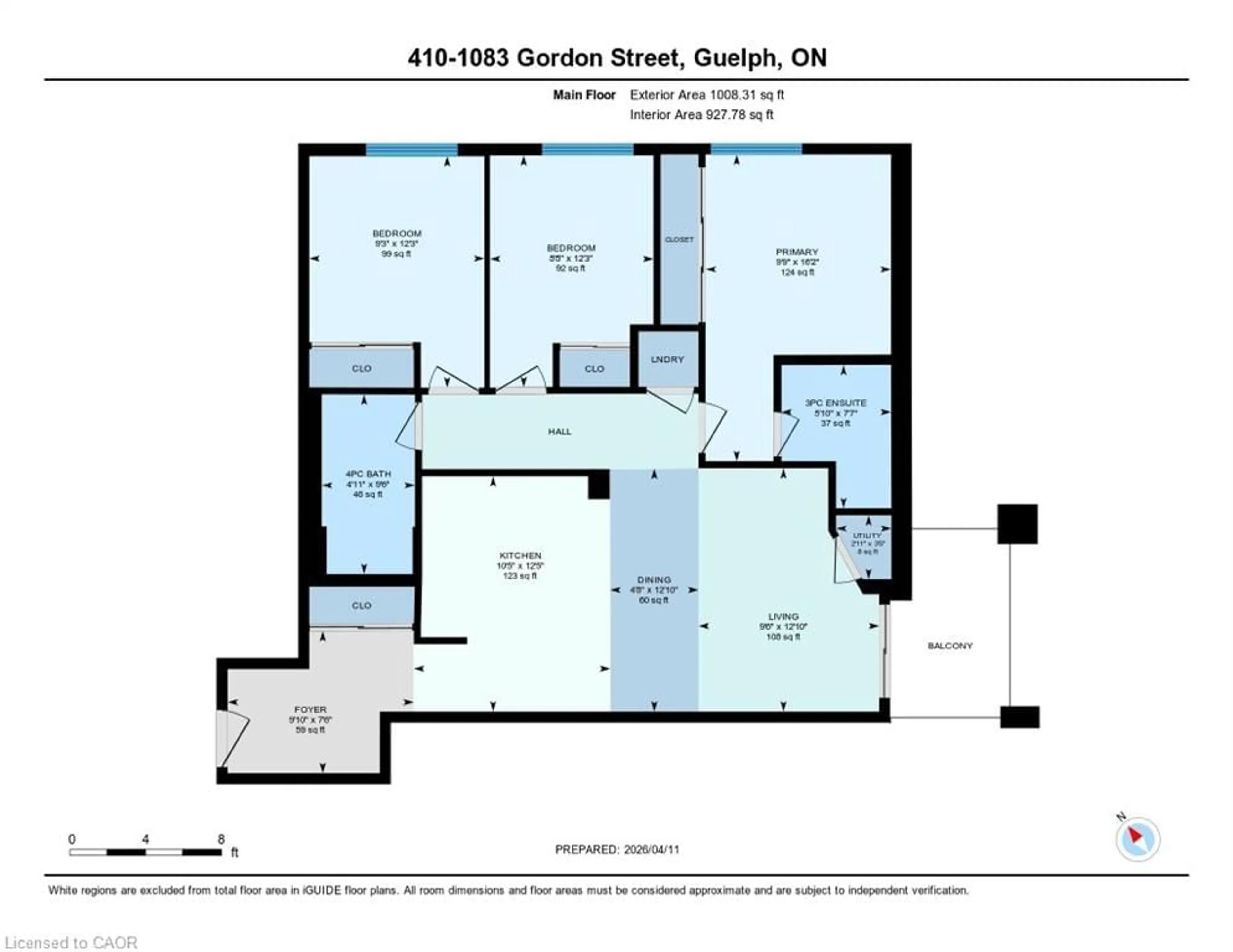 Floor plan for 1083 Gordon St #410, Guelph Ontario N1G 0E8