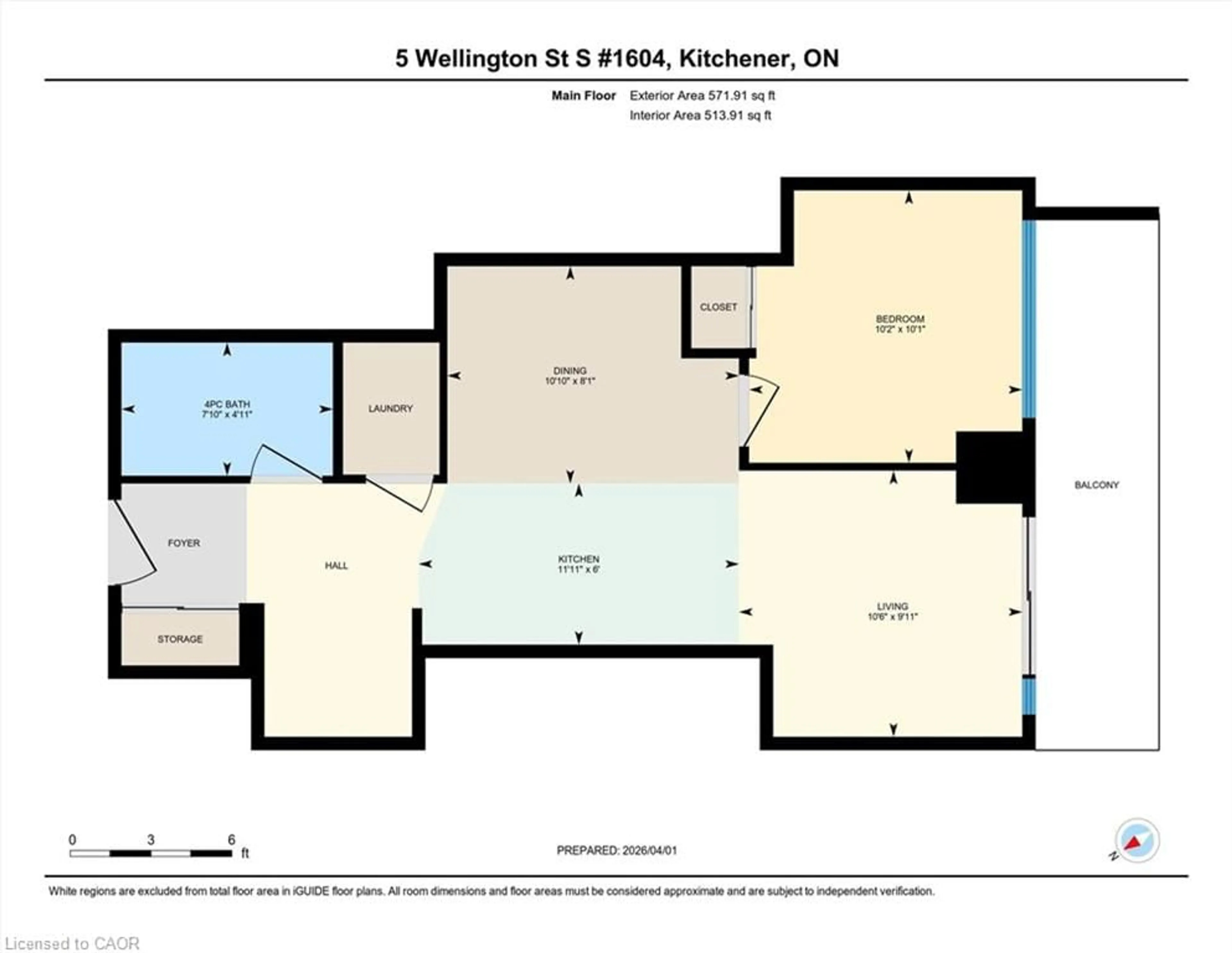 Floor plan for 5 Wellington St #1604, Kitchener Ontario N2G 0E3