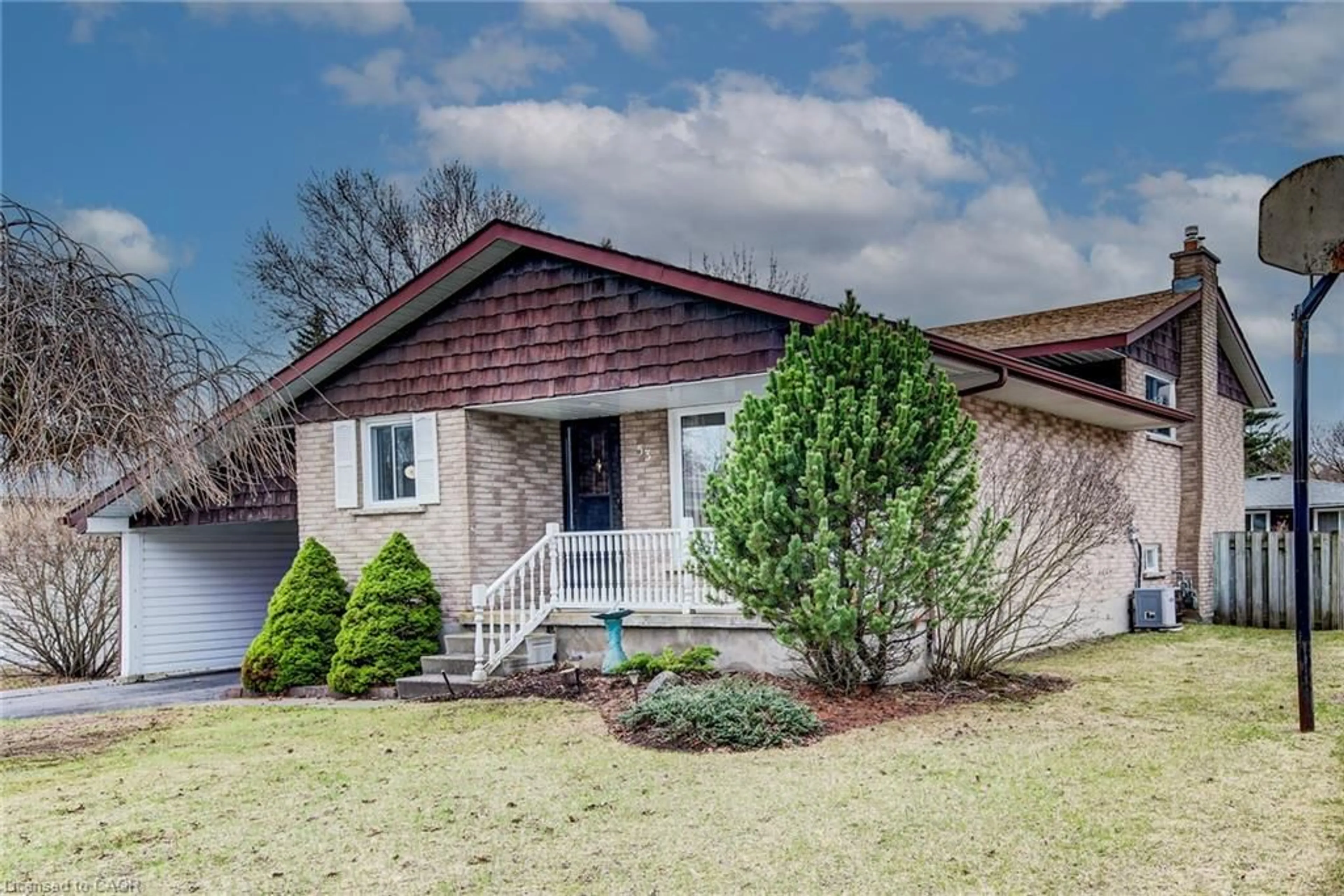 Home with vinyl exterior material, street for 53 Greenock Dr, Kitchener Ontario N2E 2J9