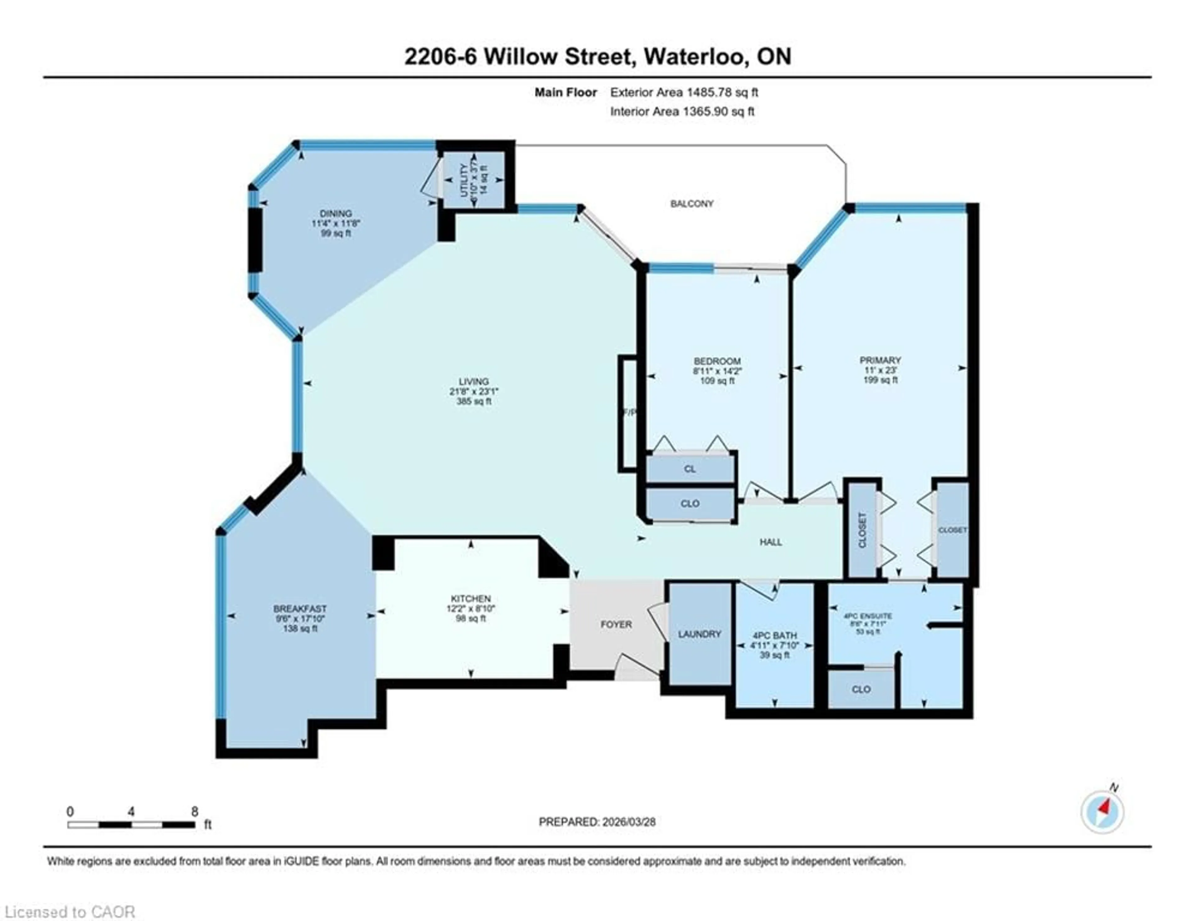 Floor plan for 6 Willow St #2206, Waterloo Ontario N2J 4S3