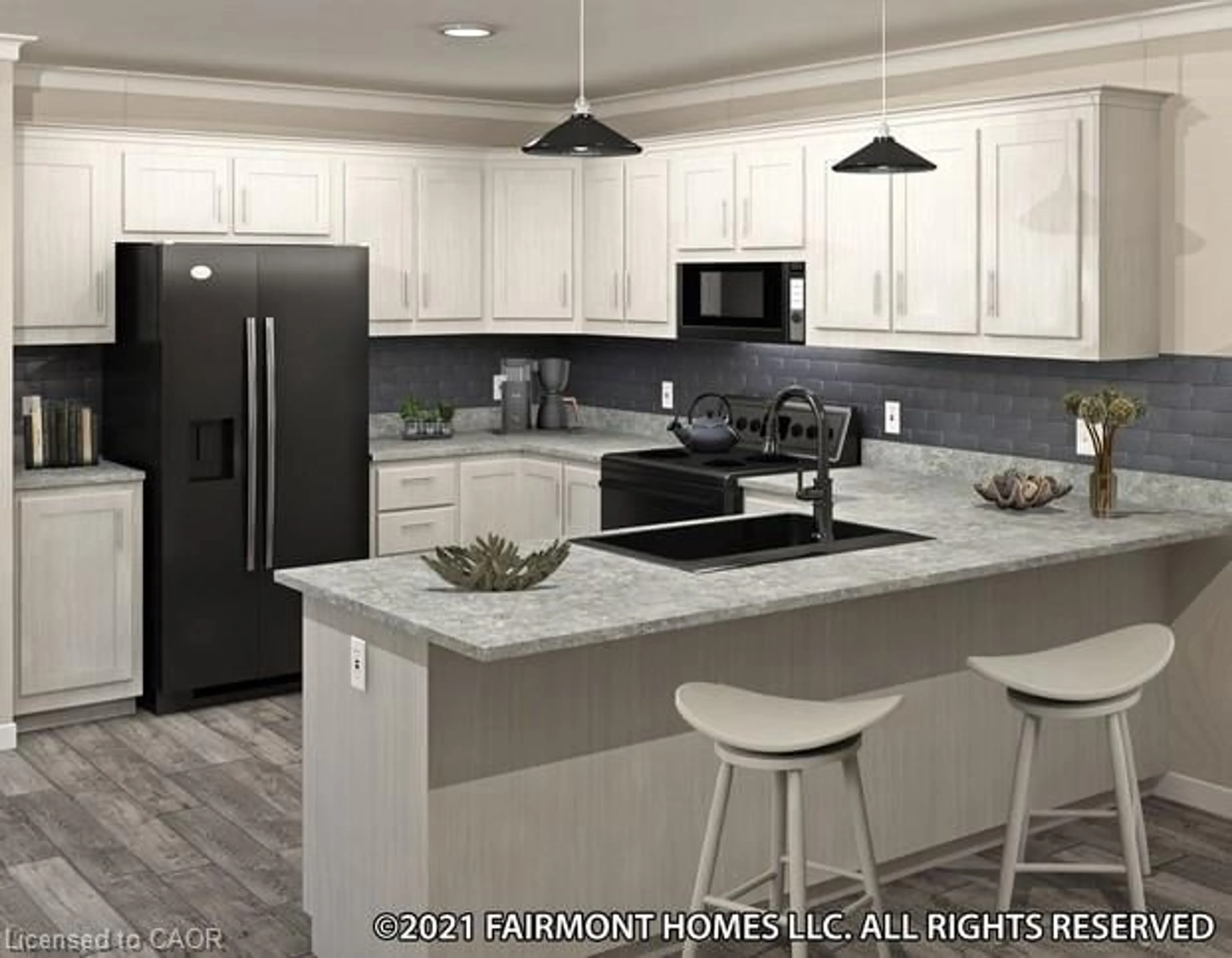 Open concept kitchen, ceramic/tile floor for 99 Fourth Concession Rd #612, Burford Ontario N0E 1A0