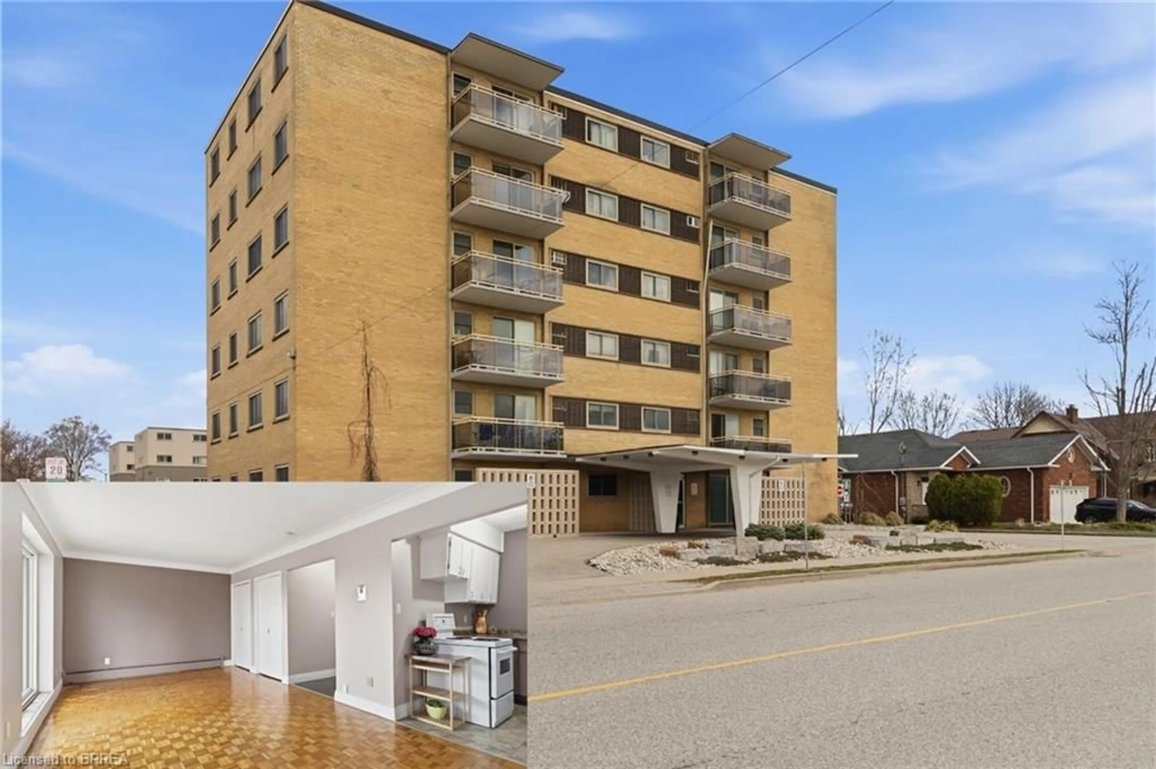 A pic from outside/outdoor area/front of a property/back of a property/a pic from drone, building for 87 St George St #305, Brantford Ontario N3R 1V5