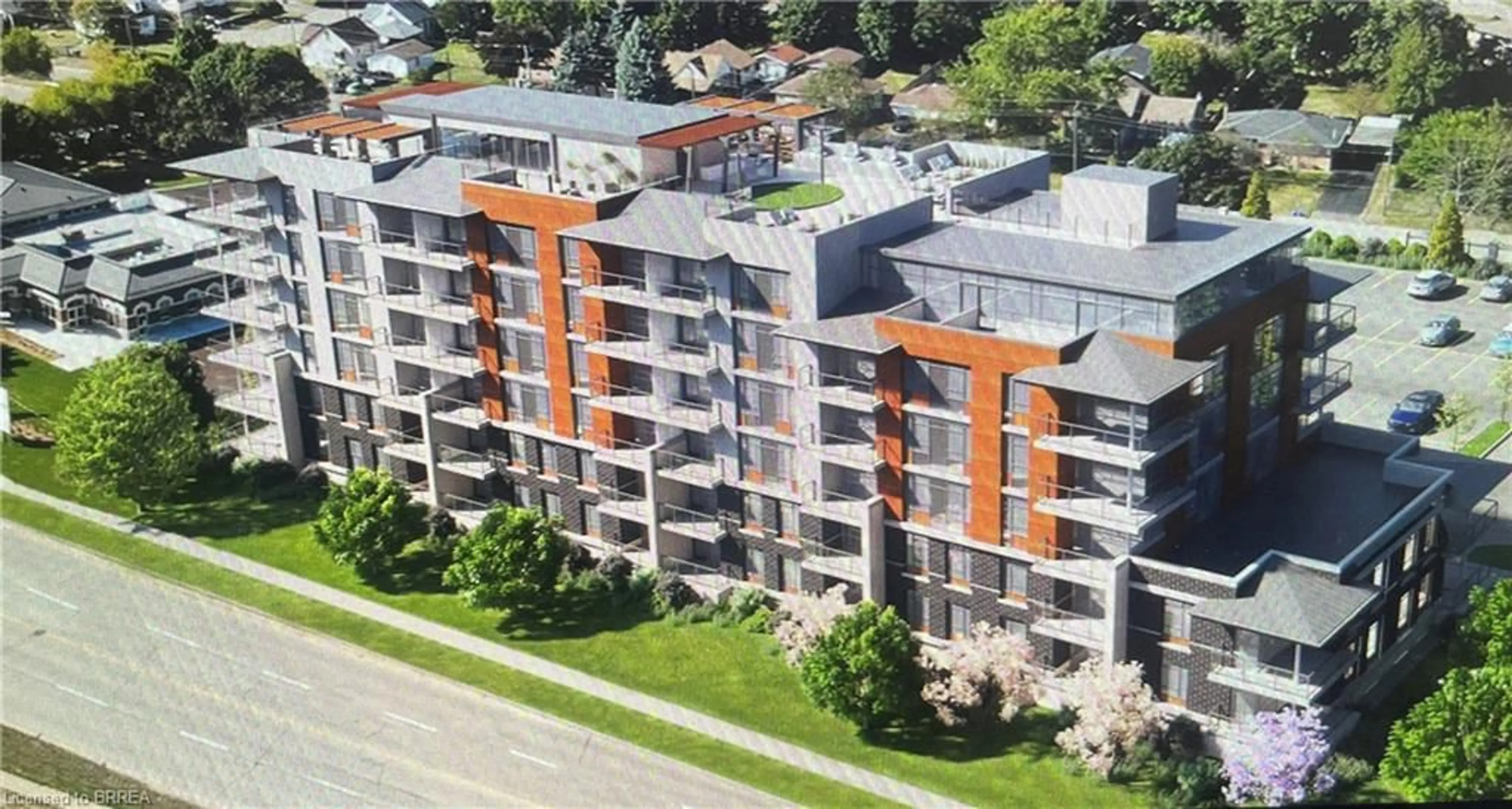 A pic from outside/outdoor area/front of a property/back of a property/a pic from drone, building for 34 Norman St #314, Brantford Ontario N3R 2Y1