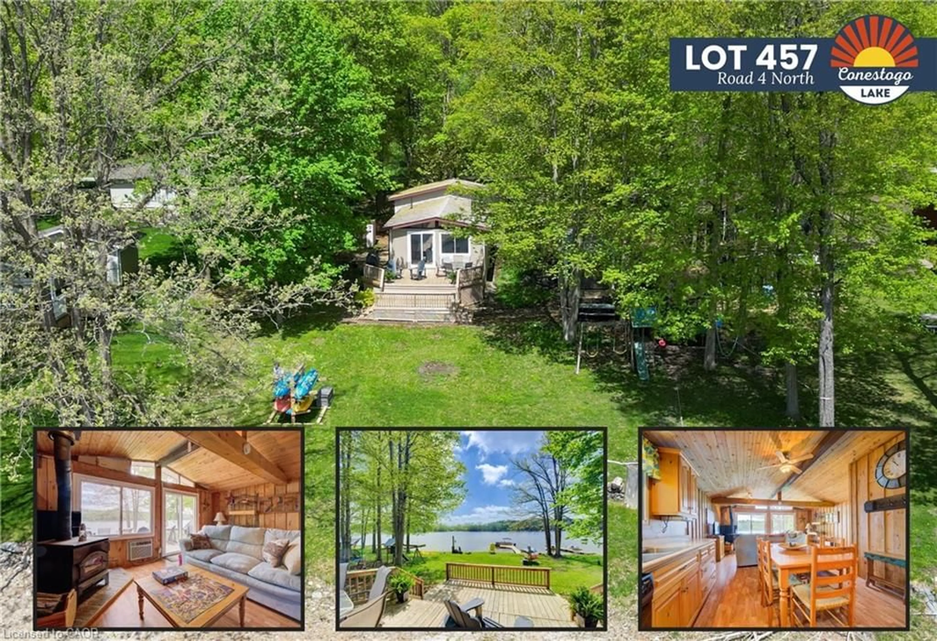 A pic from outside/outdoor area/front of a property/back of a property/a pic from drone, water/lake/river/ocean view for 457 Road 4, Conestogo Lake Ontario N0G 1P0