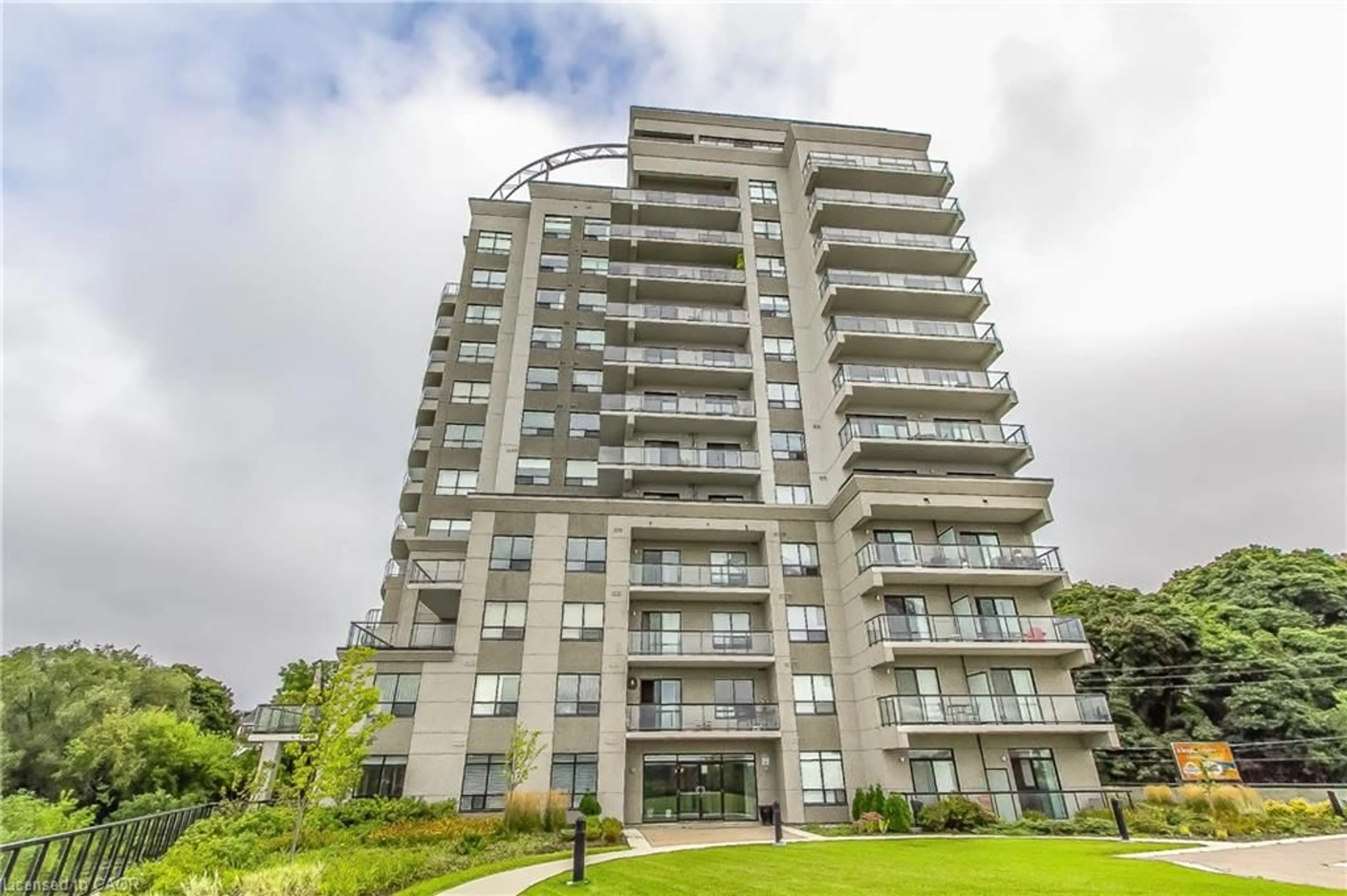 A pic from outside/outdoor area/front of a property/back of a property/a pic from drone, building for 170 Water St #807, Cambridge Ontario N1R 3B6