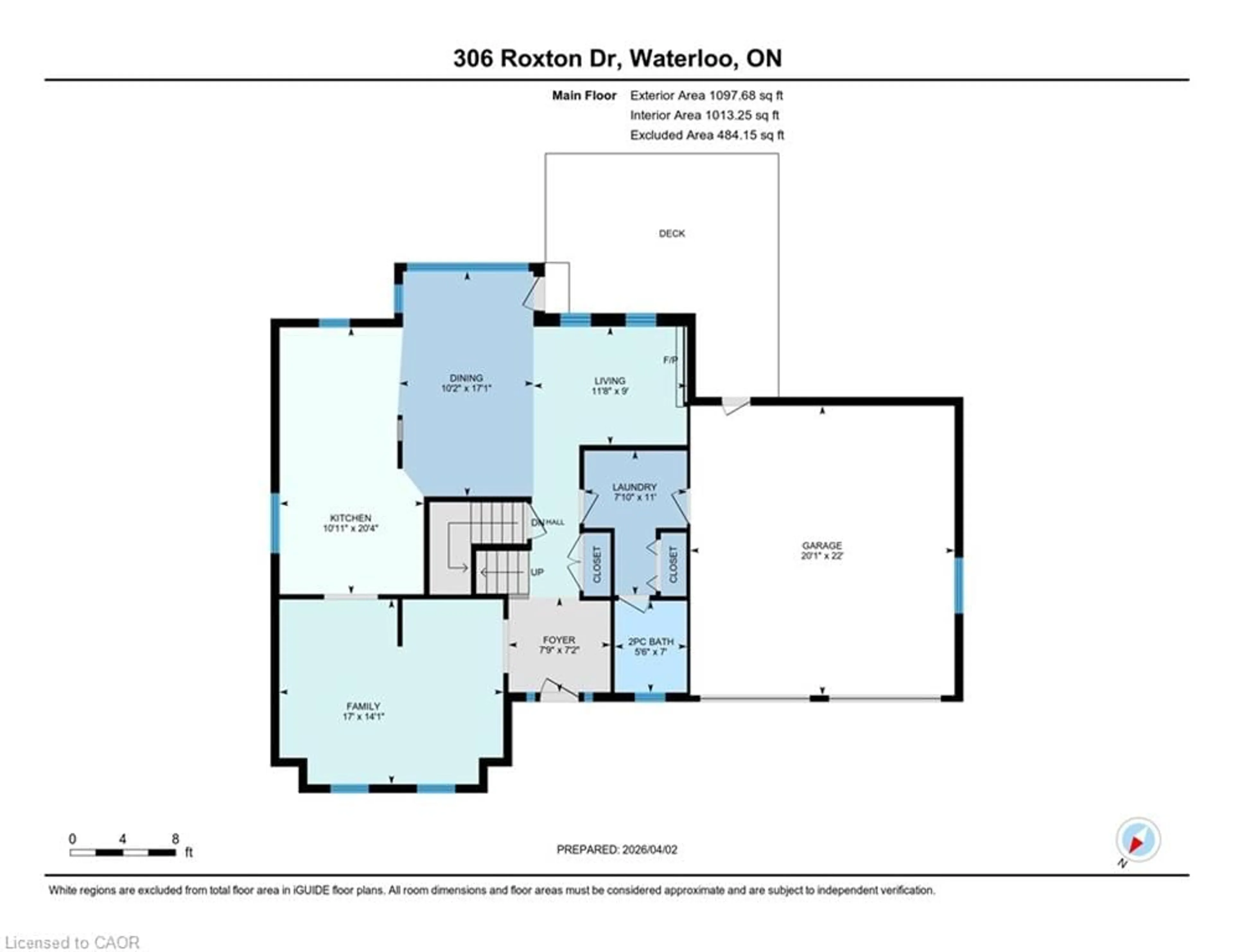 Floor plan for 306 Roxton Dr, Waterloo Ontario N2T 1R6