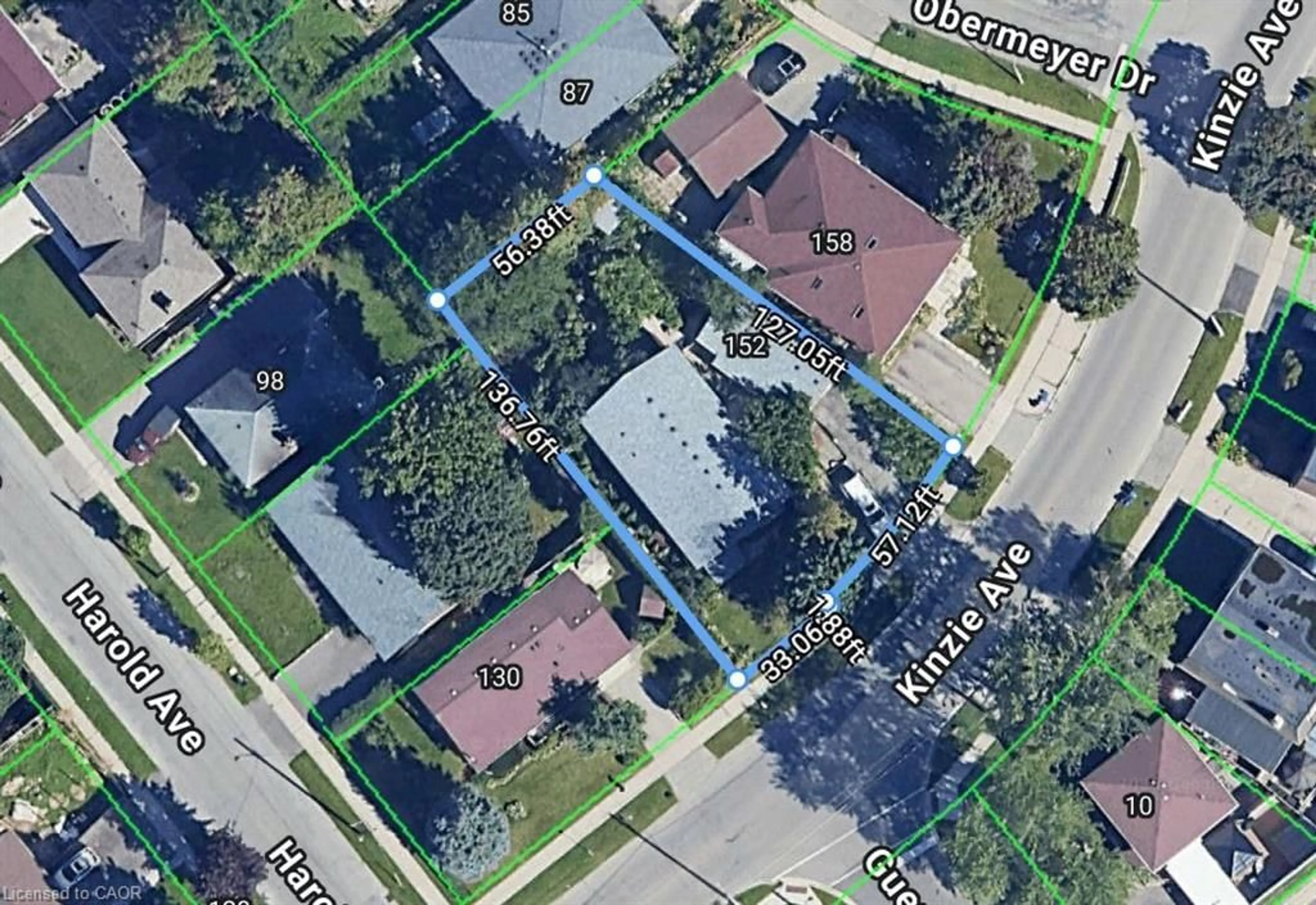 A pic from outside/outdoor area/front of a property/back of a property/a pic from drone, street for 152 Kinzie Ave, Kitchener Ontario N2A 2J8