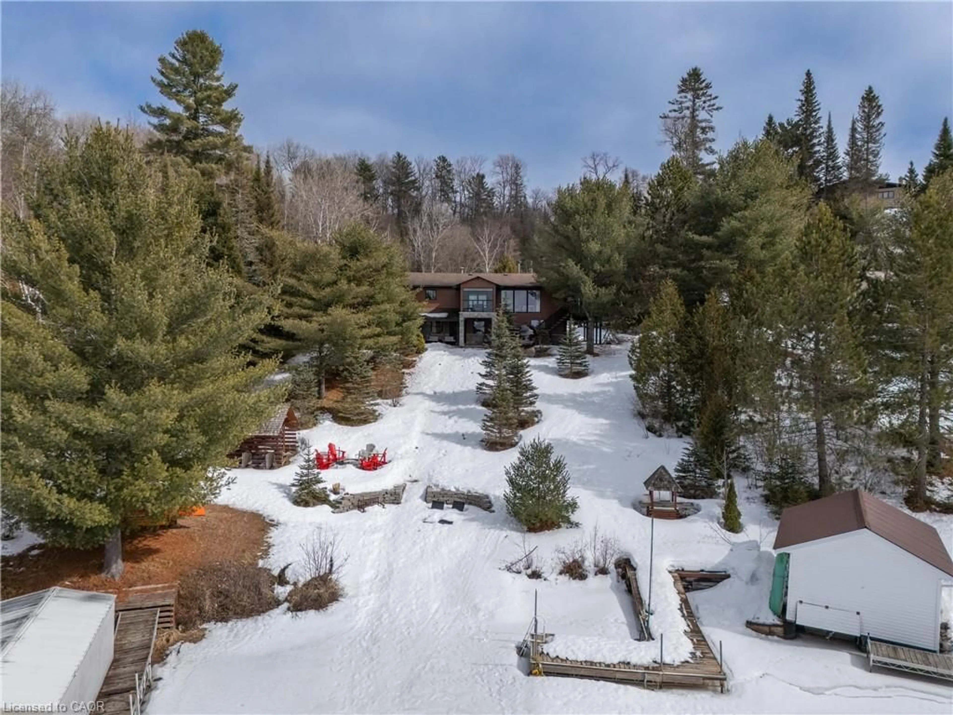 A pic from outside/outdoor area/front of a property/back of a property/a pic from drone, forest/trees view for 84 Cedar Lane, Joly Ontario P0A 1Z0