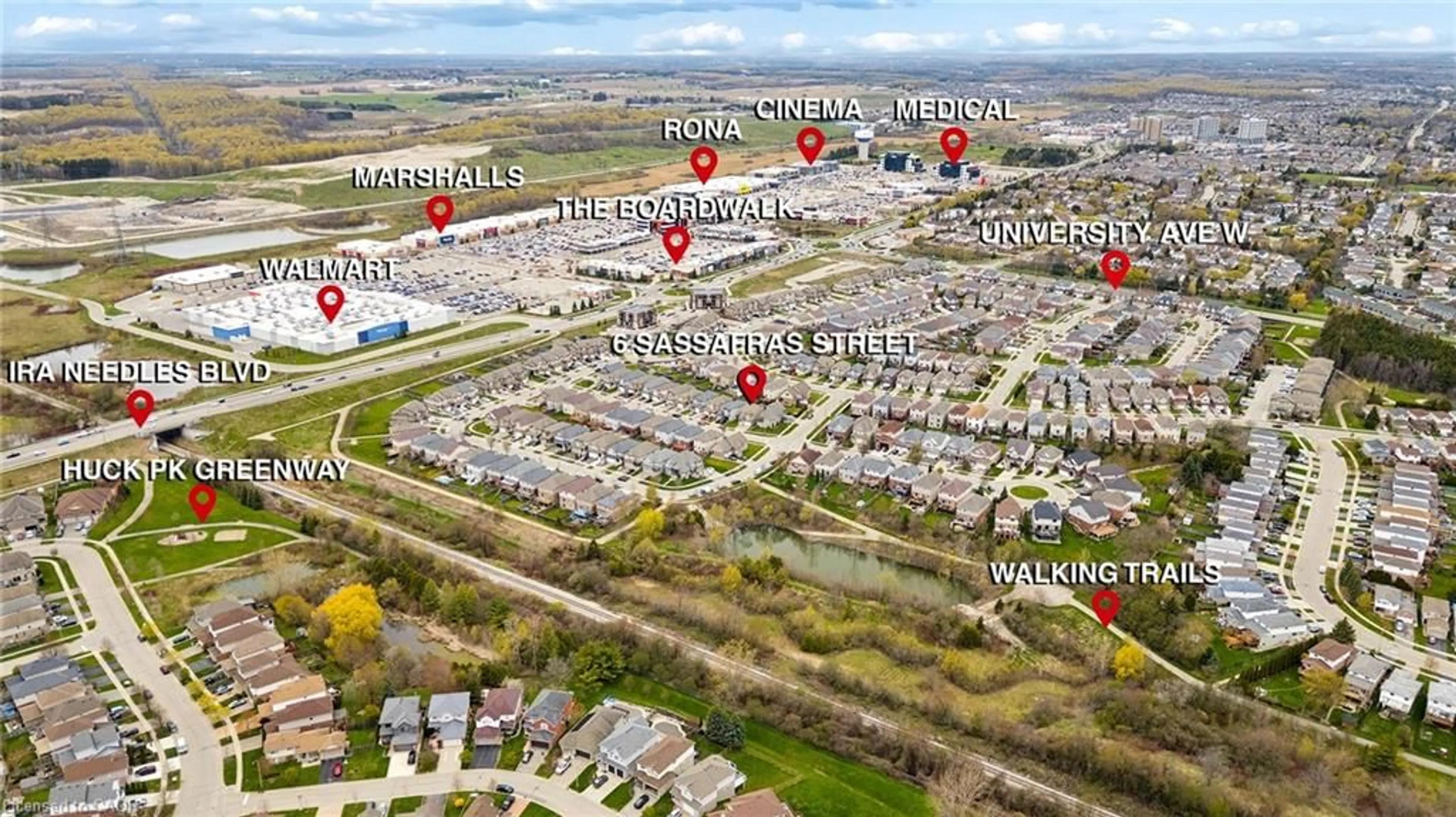 A pic from outside/outdoor area/front of a property/back of a property/a pic from drone, street for 6 Sassafras St, Kitchener Ontario N2N 3S4