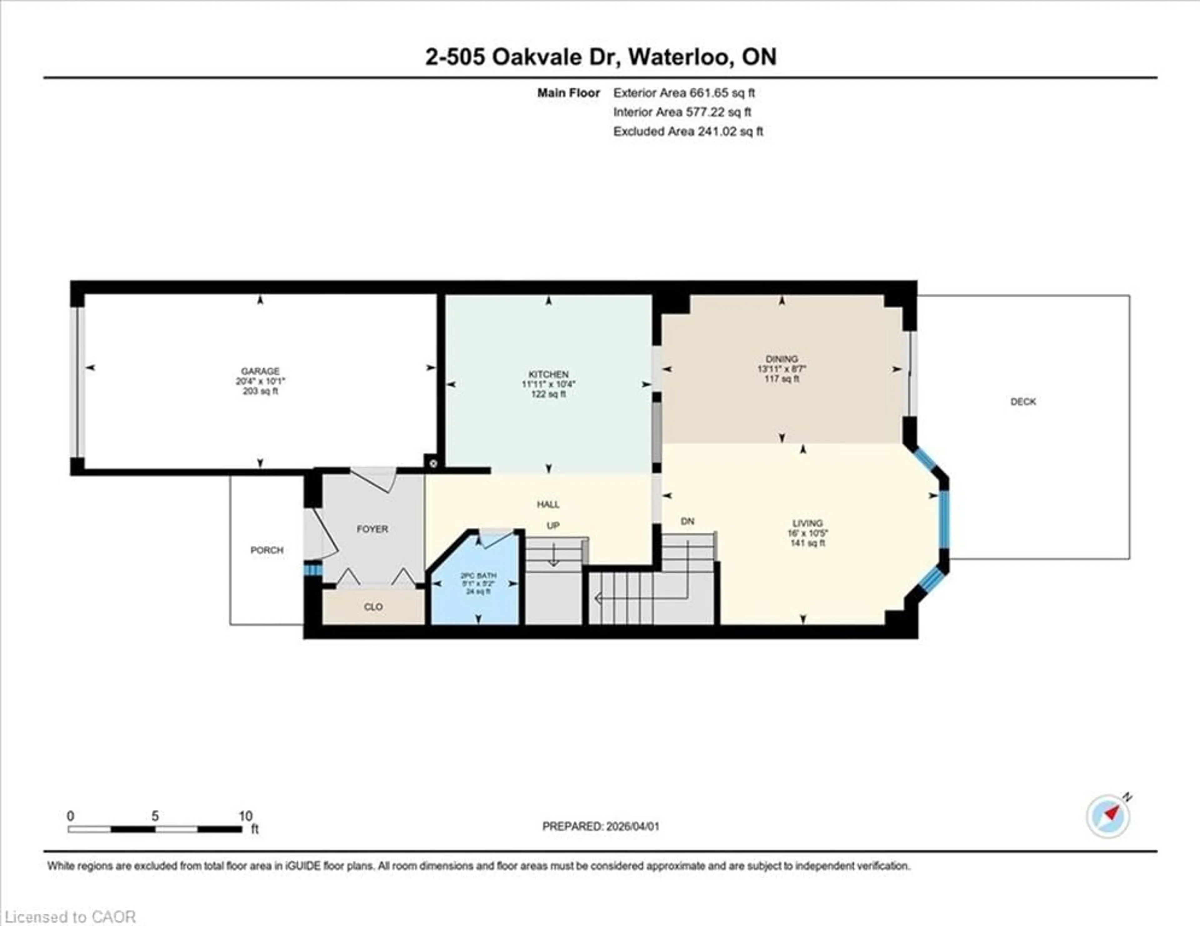 Floor plan for 505 Oakvale Dr #2, Waterloo Ontario N2T 2G6