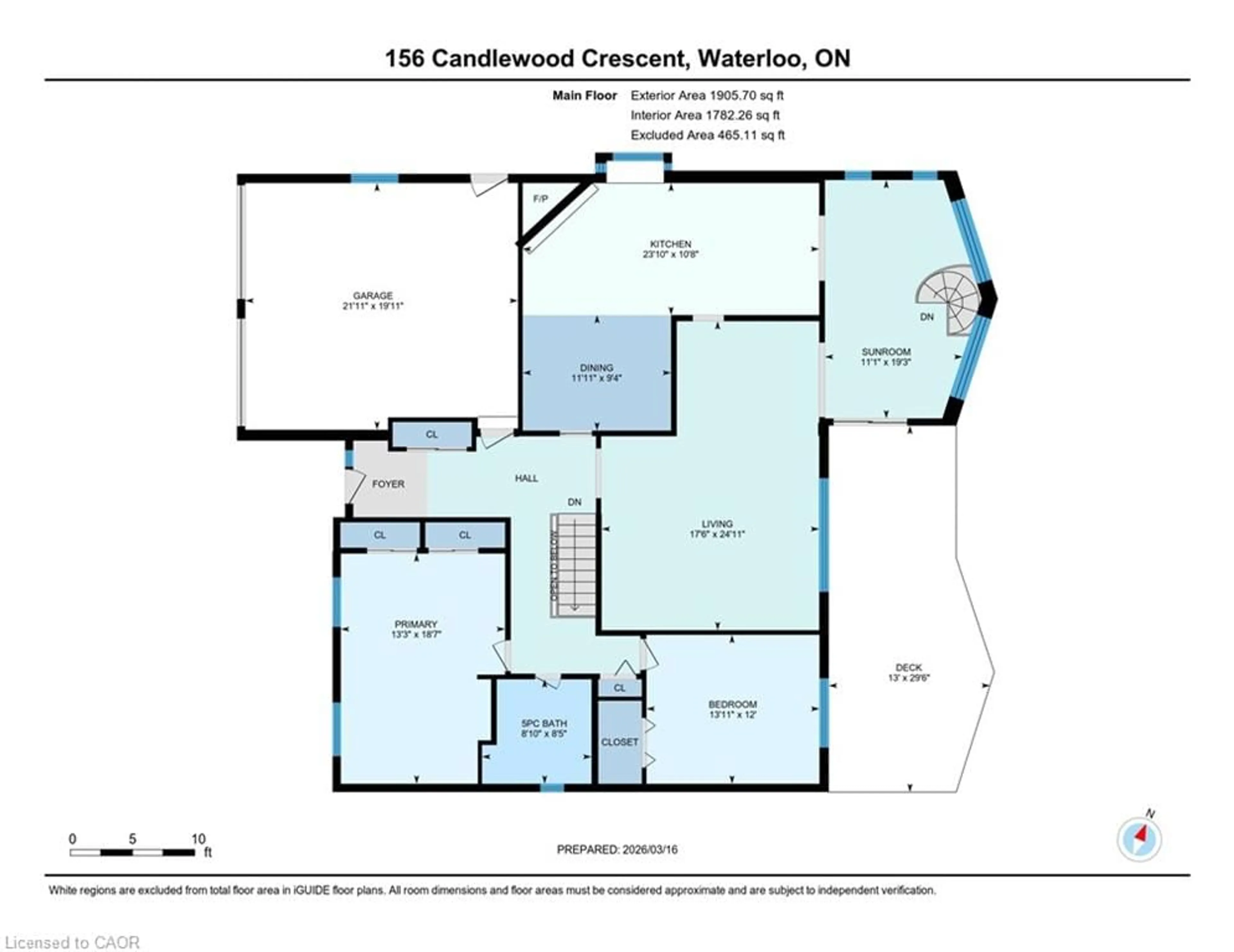 Floor plan for 156 Candlewood Cres, Waterloo Ontario N2L 5T4