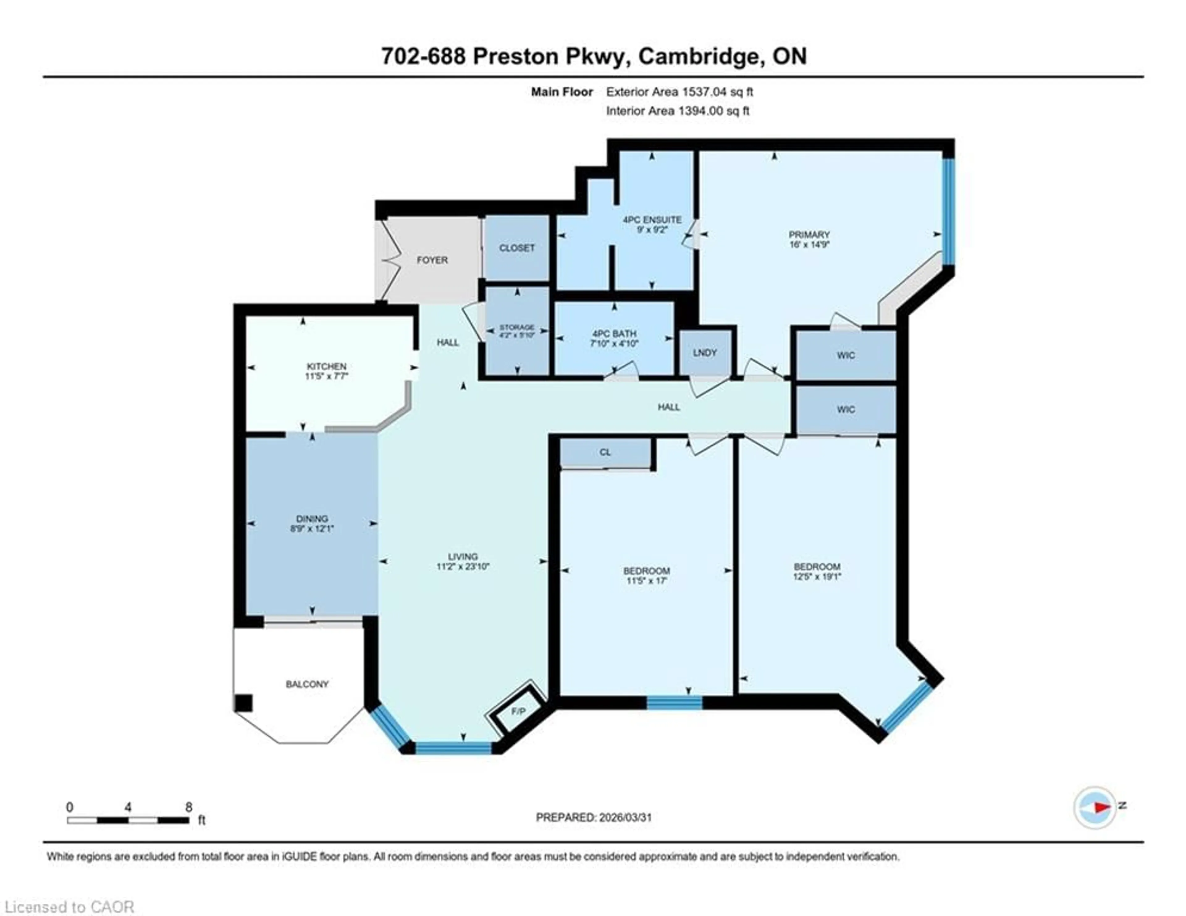 Floor plan for 688 Preston Pky #702, Cambridge Ontario N3H 5K6