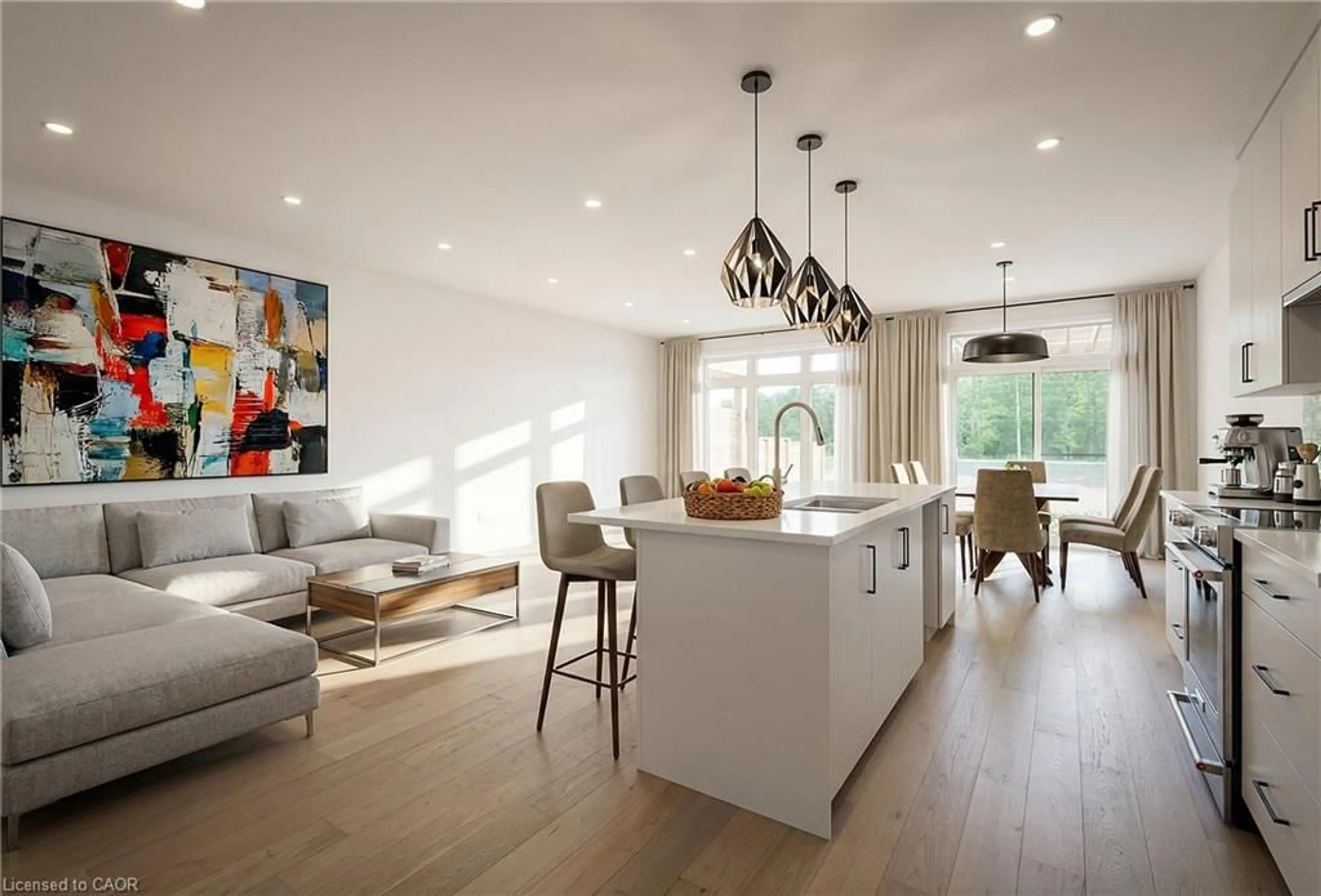 Open concept kitchen, wood/laminate floor for 7214 Parsa Street St, Niagara Falls Ontario L2H 3T1