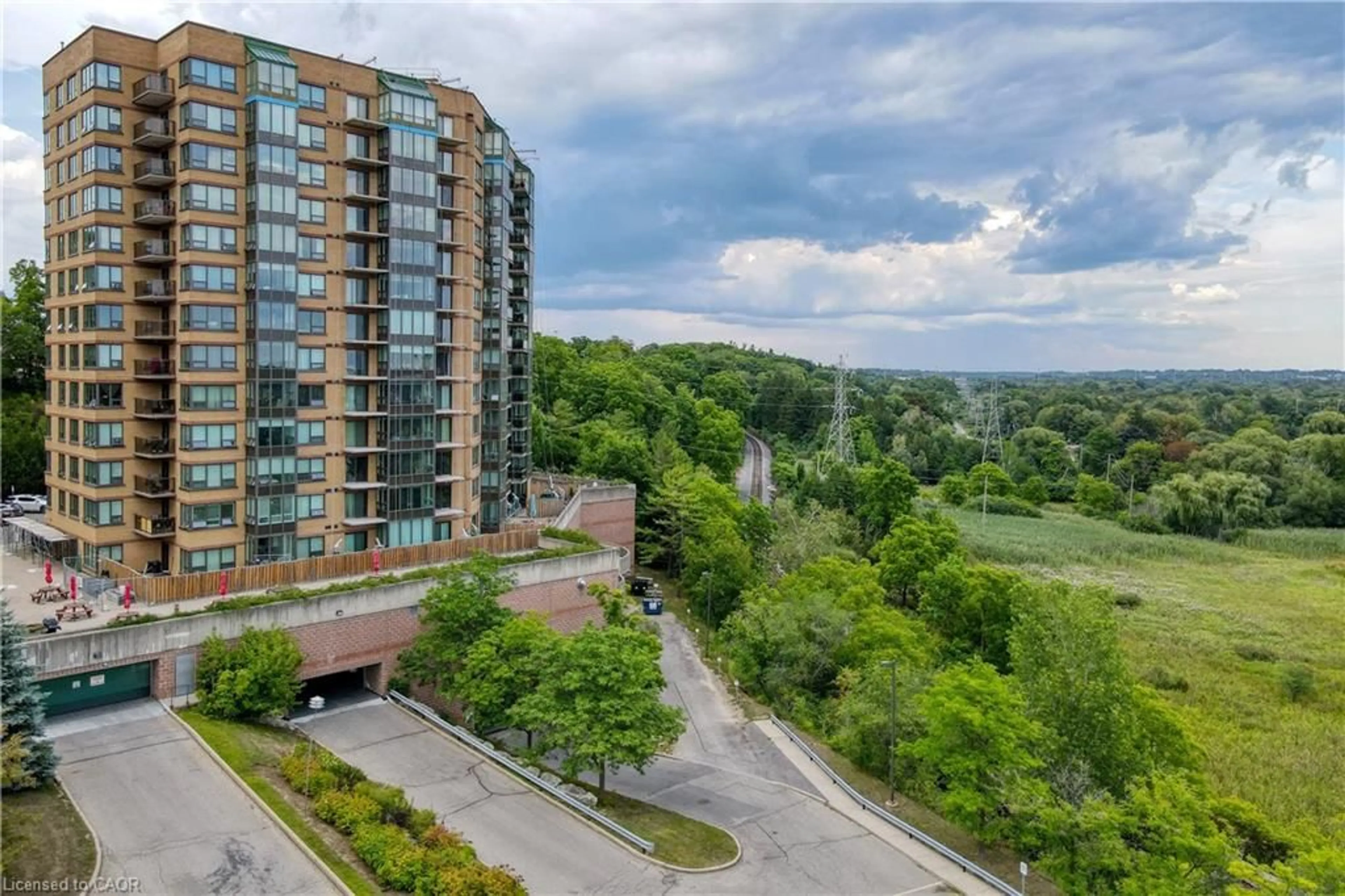 A pic from outside/outdoor area/front of a property/back of a property/a pic from drone, city buildings view from balcony for 237 King St #905, Cambridge Ontario N3H 5L2