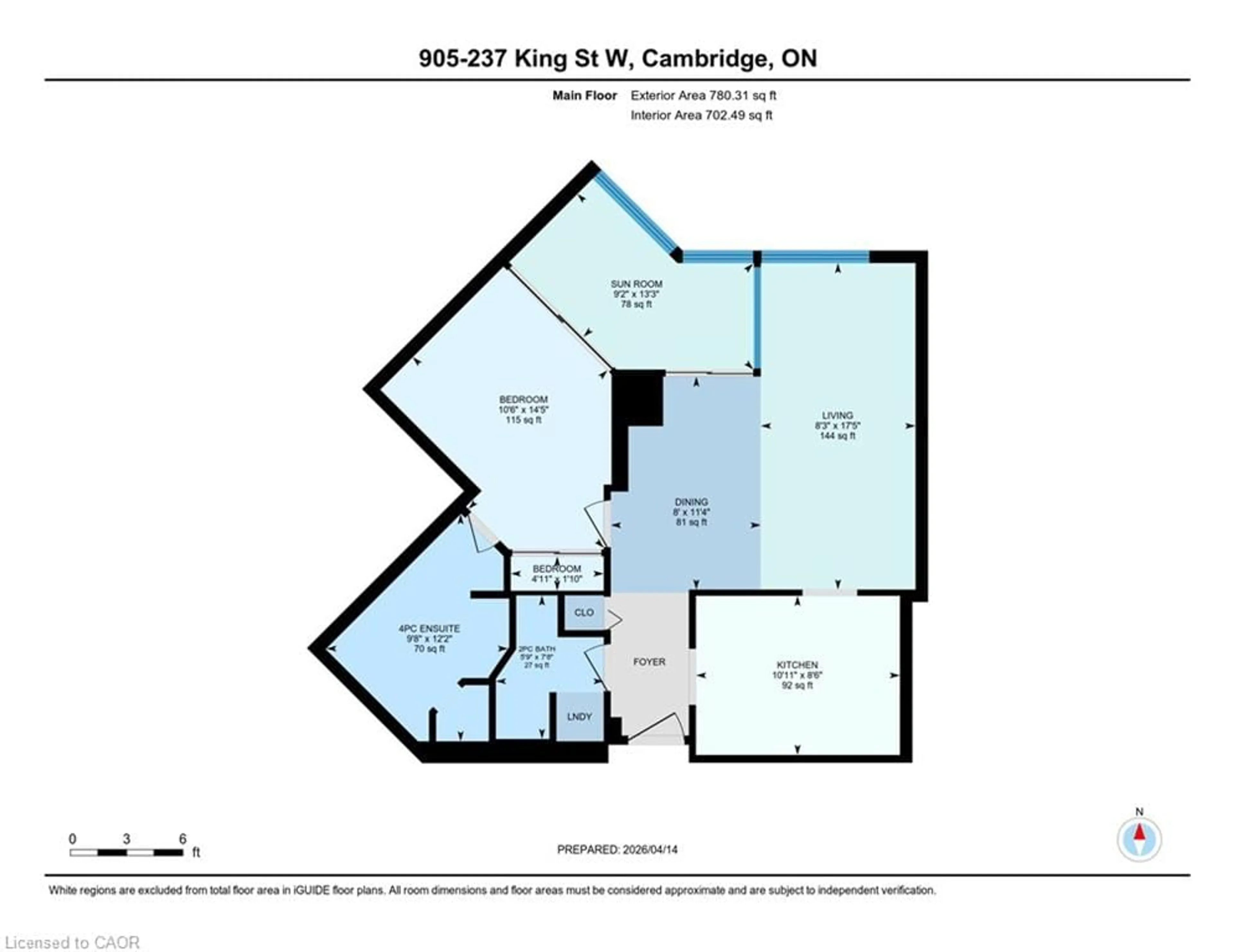 Floor plan for 237 King St #905, Cambridge Ontario N3H 5L2