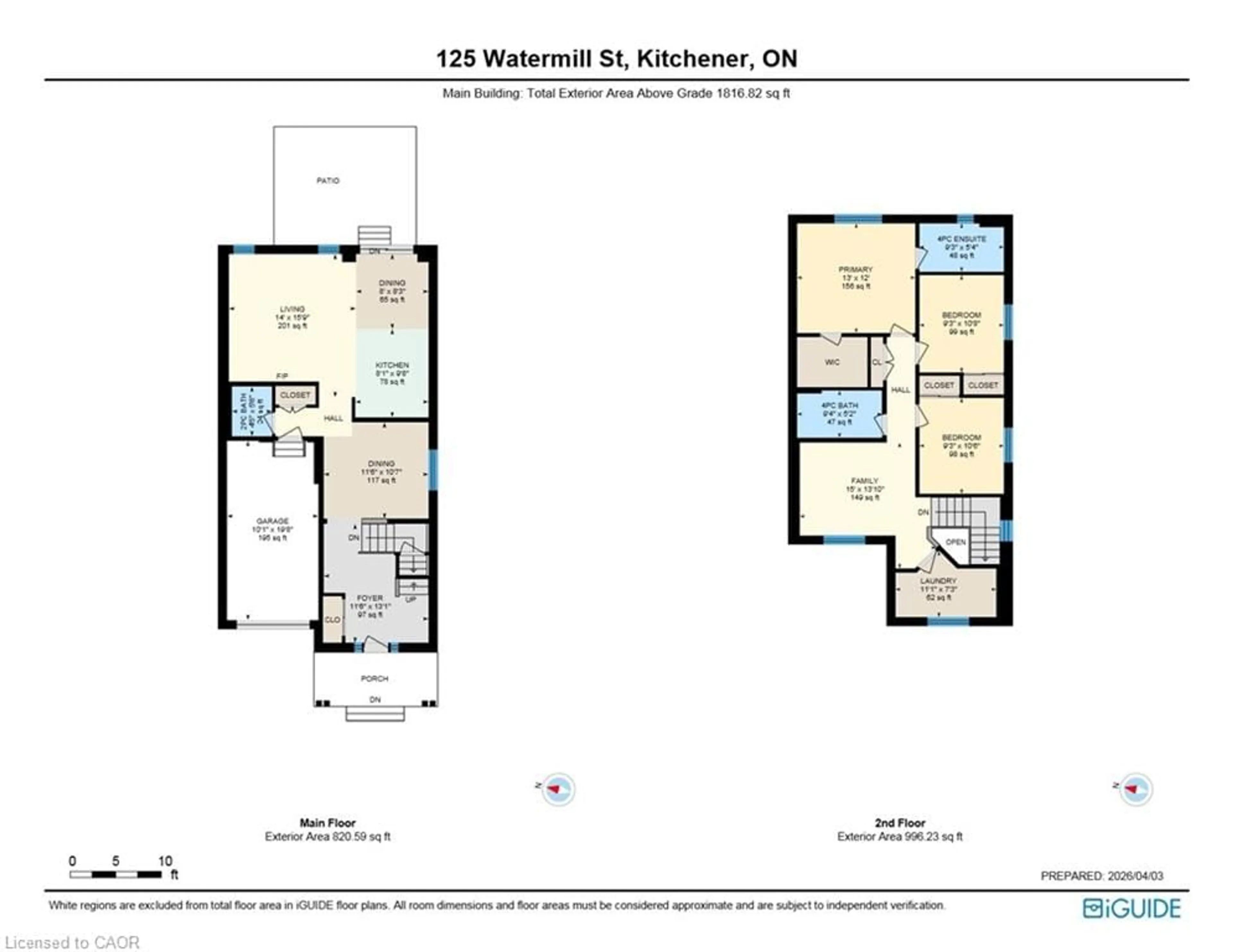 Floor plan for 125 Watermill St, Kitchener Ontario N2P 0H3