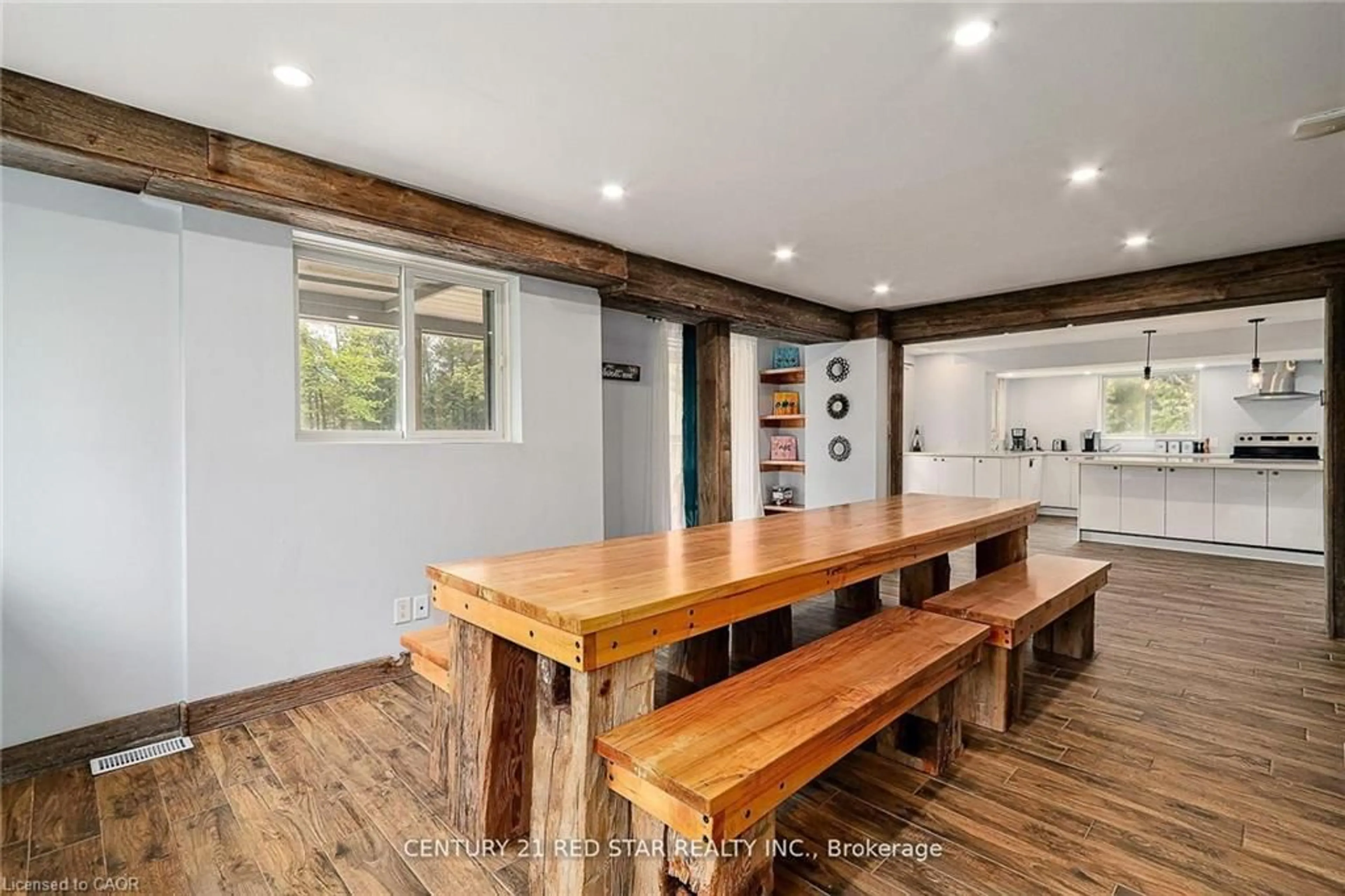 Open concept kitchen, wood/laminate floor for 112 Nordic Rd, Ravenna Ontario N0H 2E0