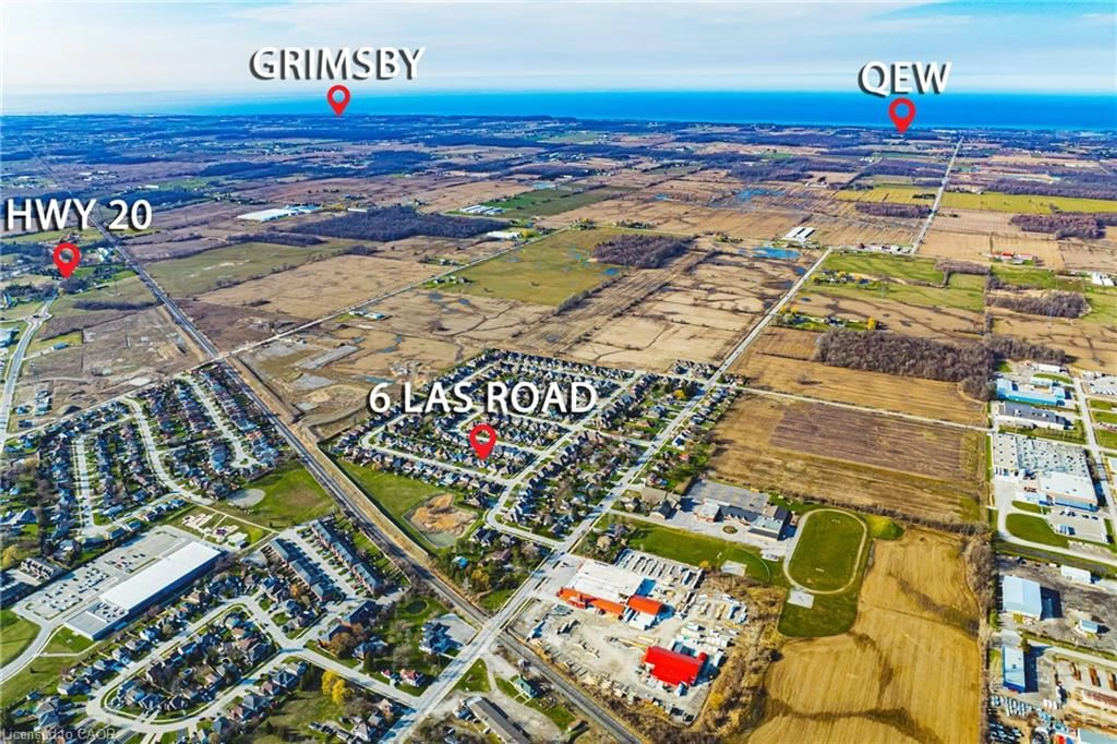 A pic from outside/outdoor area/front of a property/back of a property/a pic from drone, street for 6 Las Rd, Smithville Ontario L0R 2A0