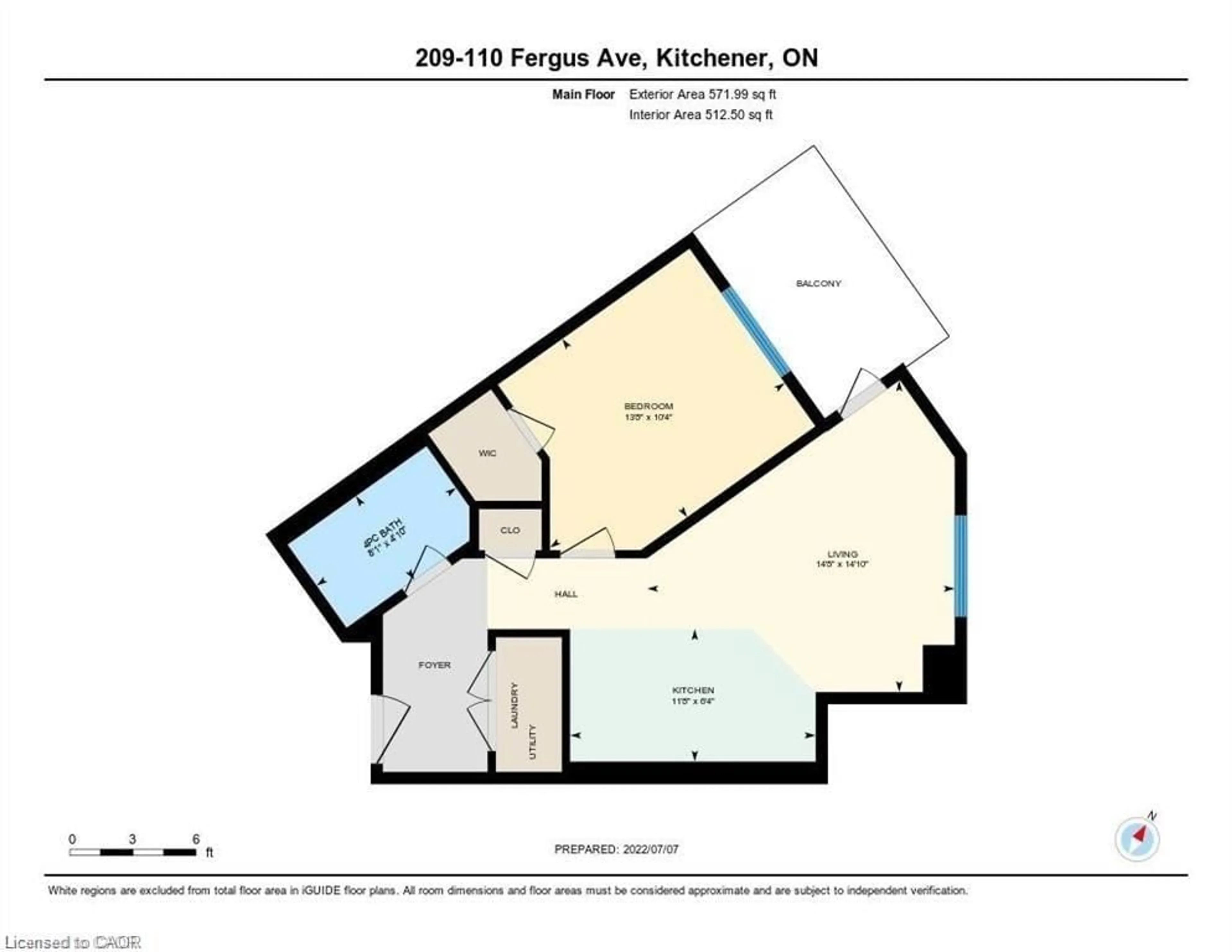 Floor plan for 110 Fergus Ave #209, Kitchener Ontario N2A 0K9