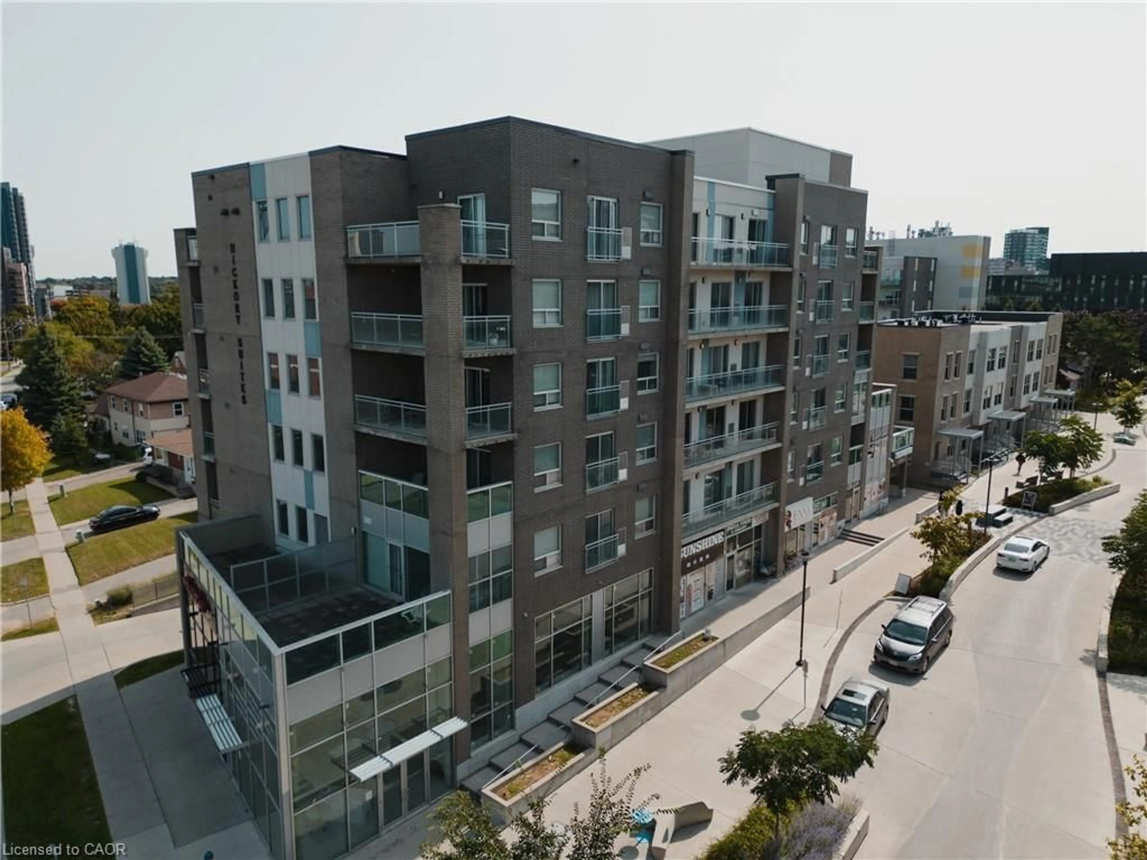 A pic from outside/outdoor area/front of a property/back of a property/a pic from drone, city buildings view from balcony for 62 Balsam St #H505, Waterloo Ontario N2L 3H2