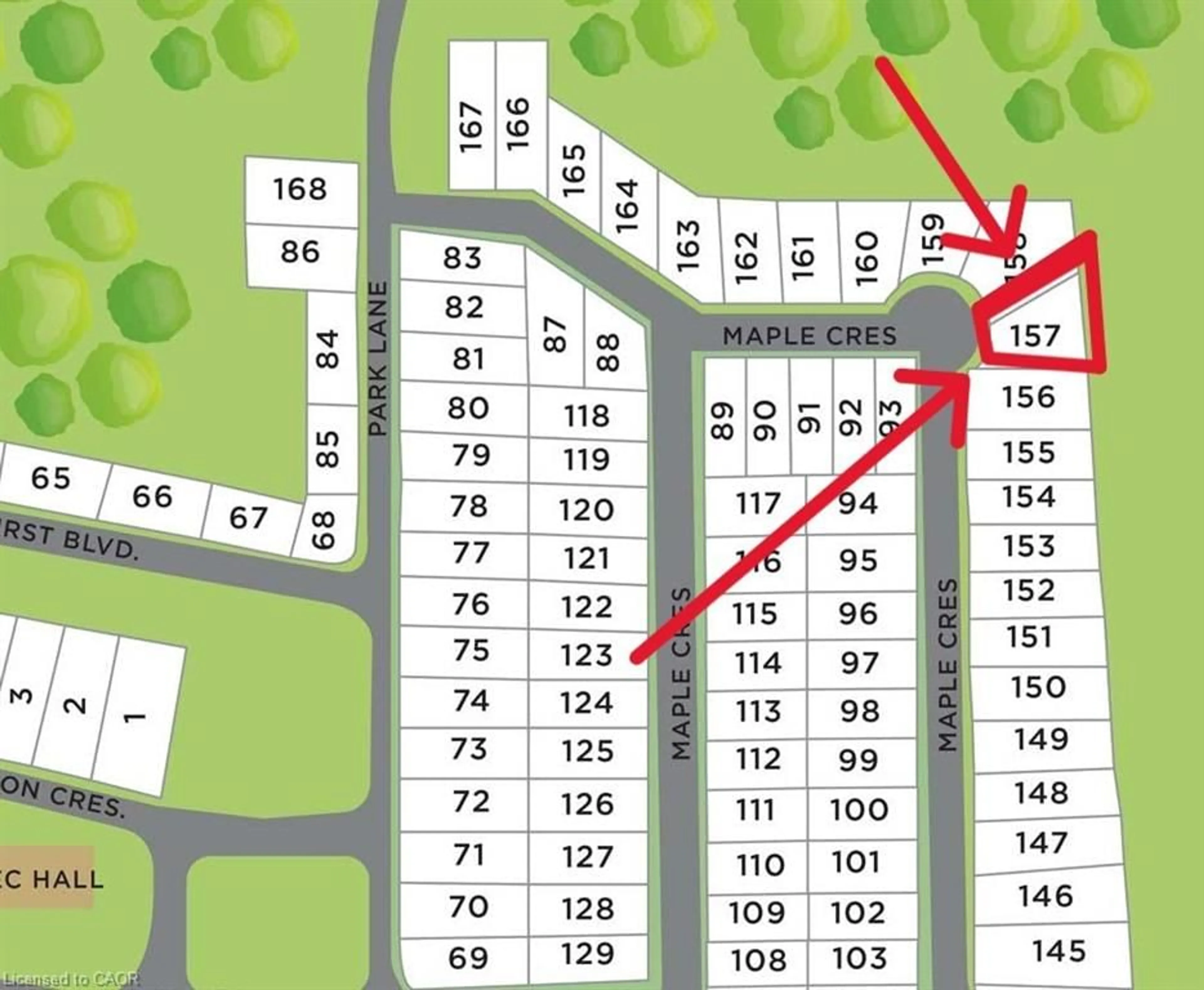 Picture of a map for 157 Maple Cres, Hamilton Ontario N0B 2H0