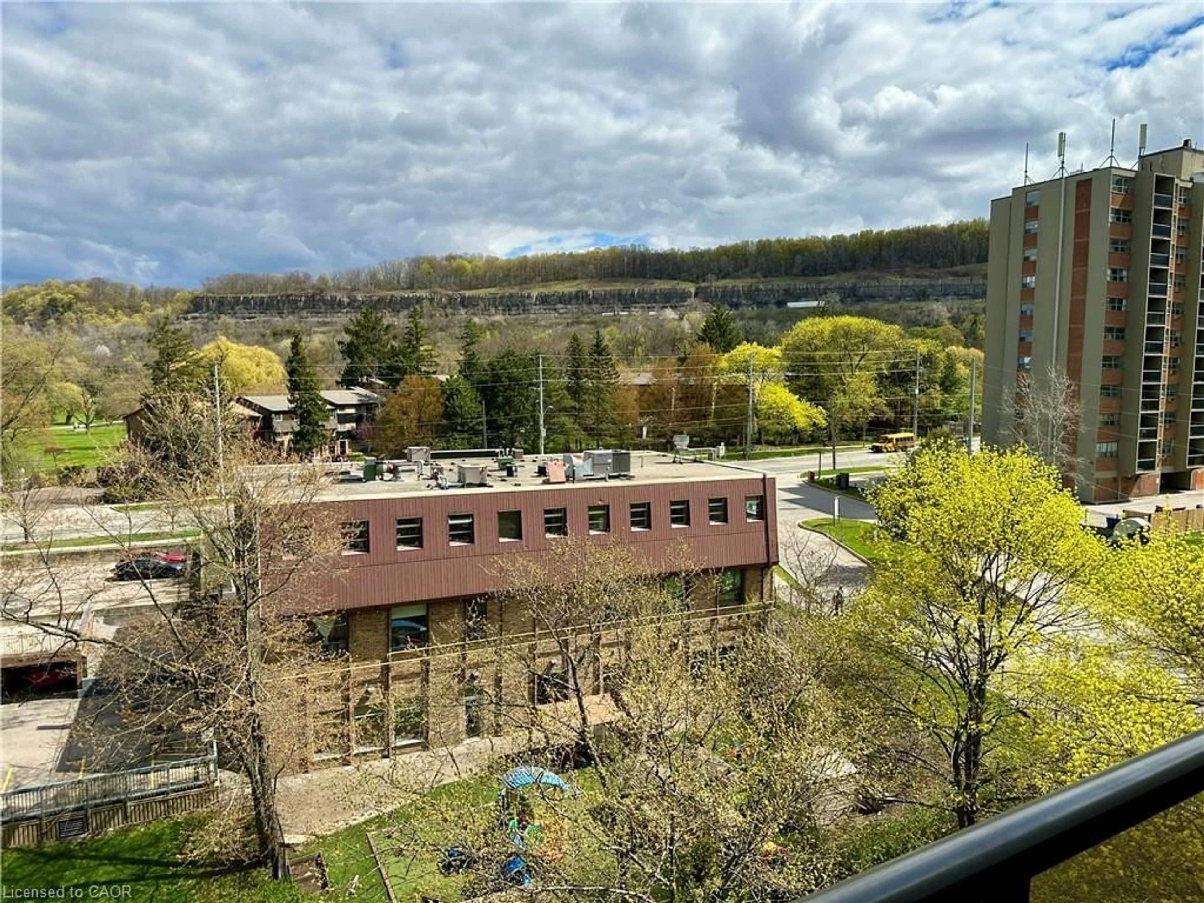 A pic from outside/outdoor area/front of a property/back of a property/a pic from drone, city buildings view from balcony for 1964 Main St #802, Hamilton Ontario L8S 1J5