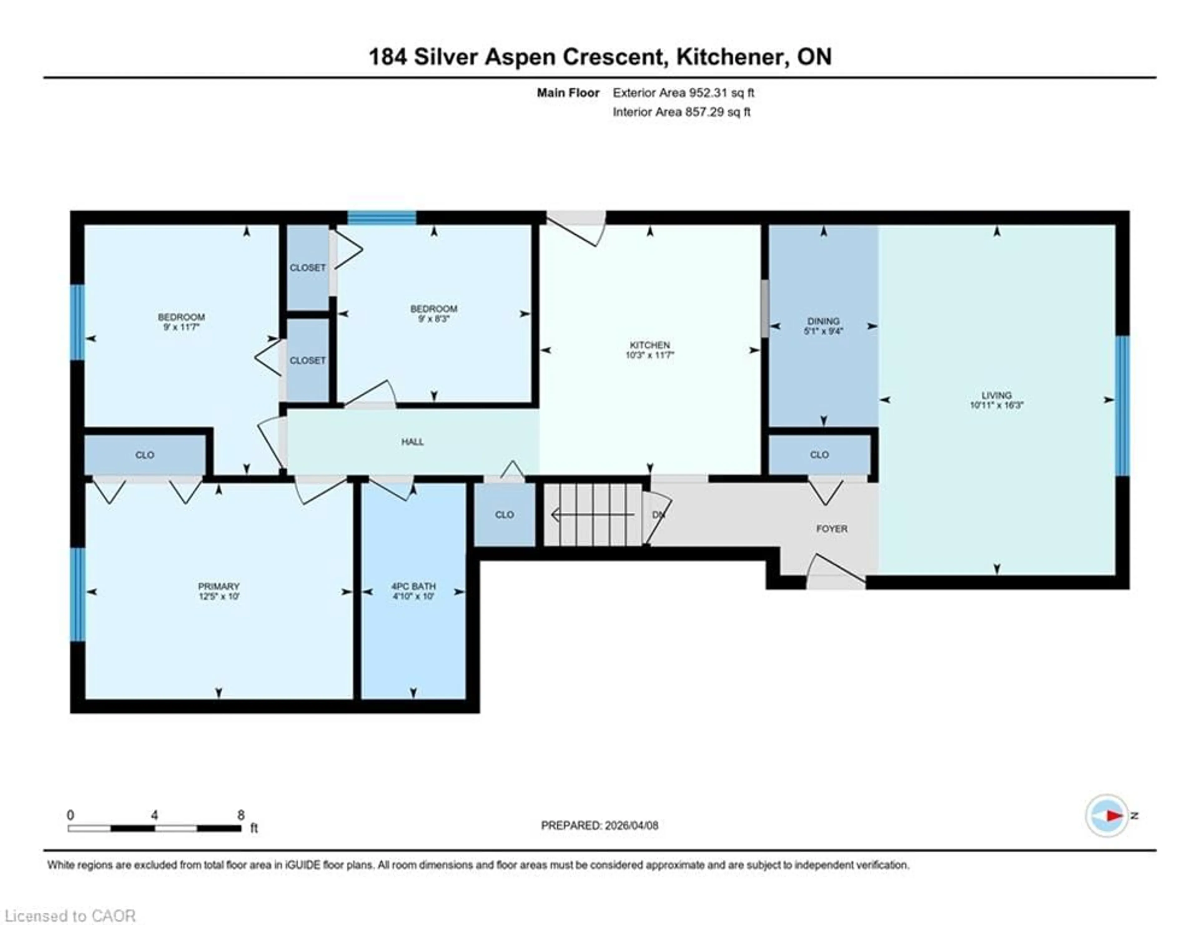 Floor plan for 184 Silver Aspen Cres, Kitchener Ontario N2N 1J1