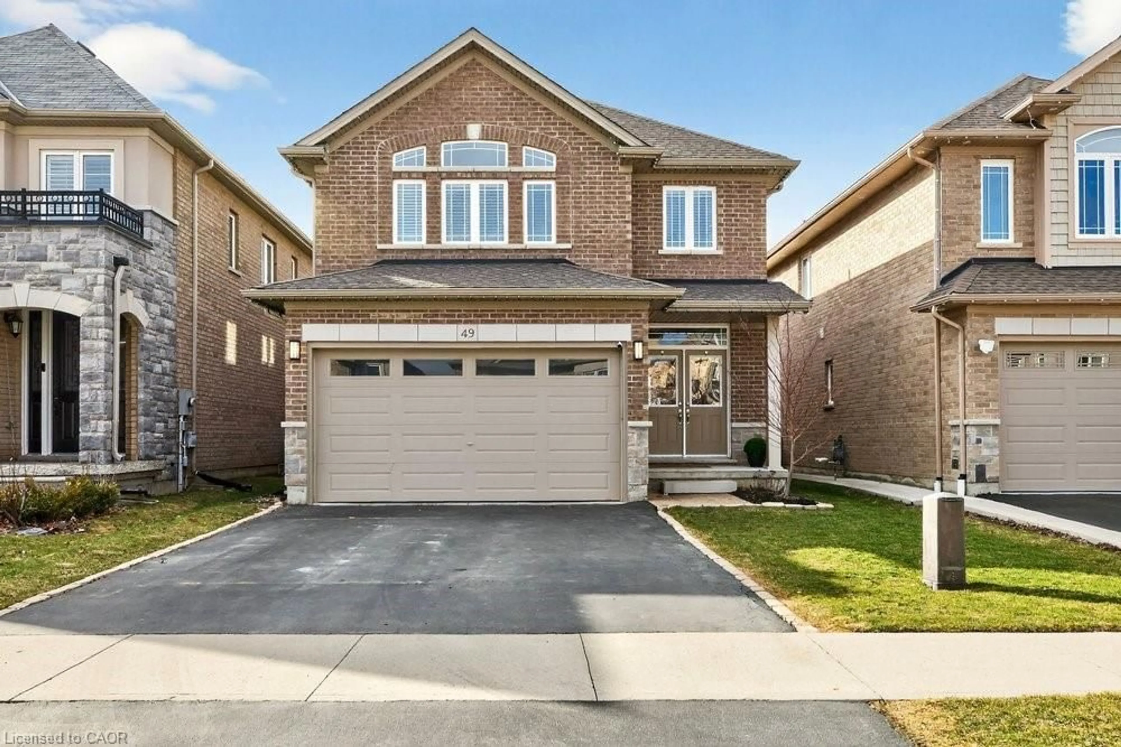 Home with brick exterior material, street for 49 Narbonne Cres, Stoney Creek Ontario L8J 0J7
