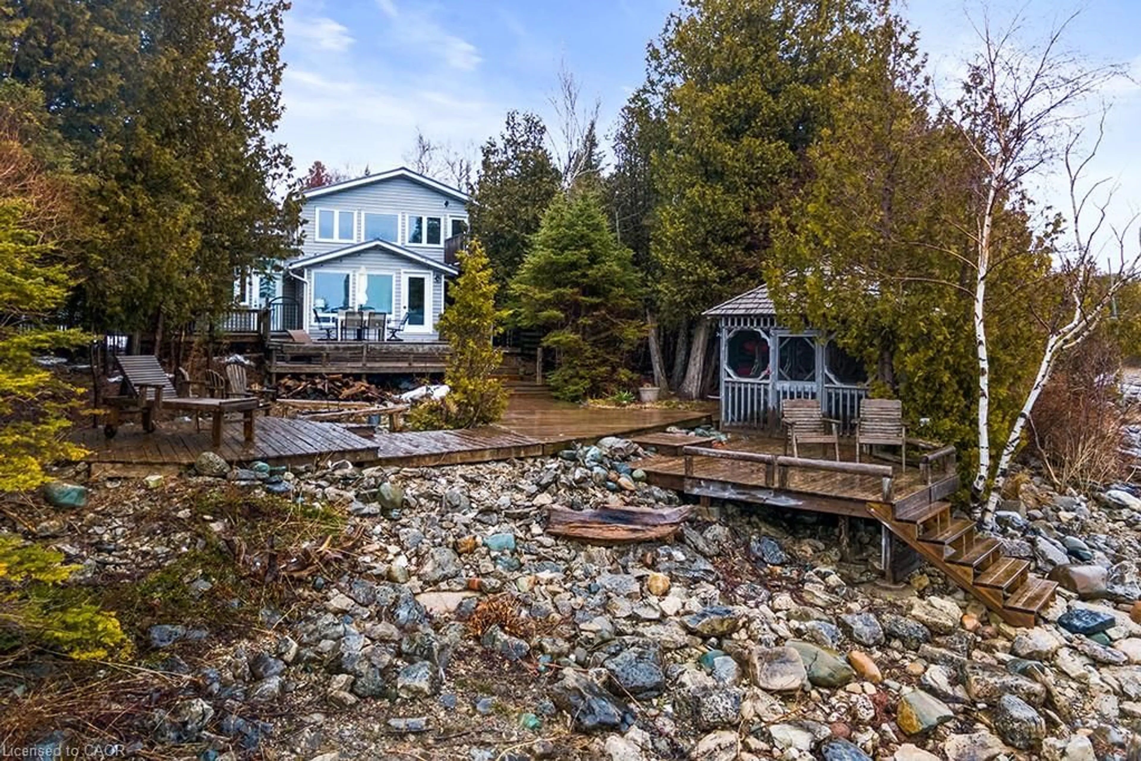 Patio, water/lake/river/ocean view for 1166 Dorcas Bay Rd, Tobermory Ontario N0H 2R0