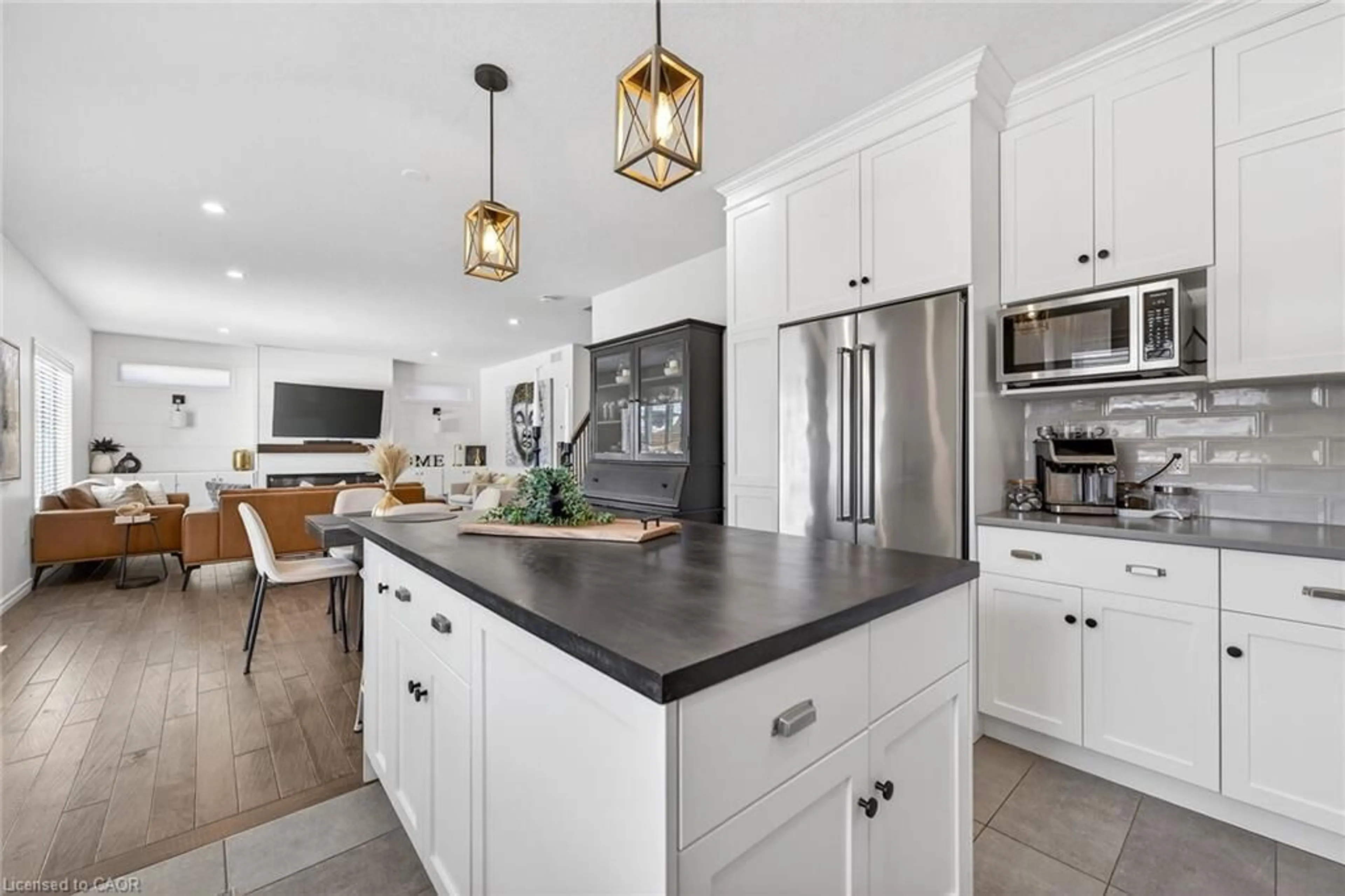 Open concept kitchen, ceramic/tile floor for 74 Farley Rd, Fergus Ontario N1M 0E9