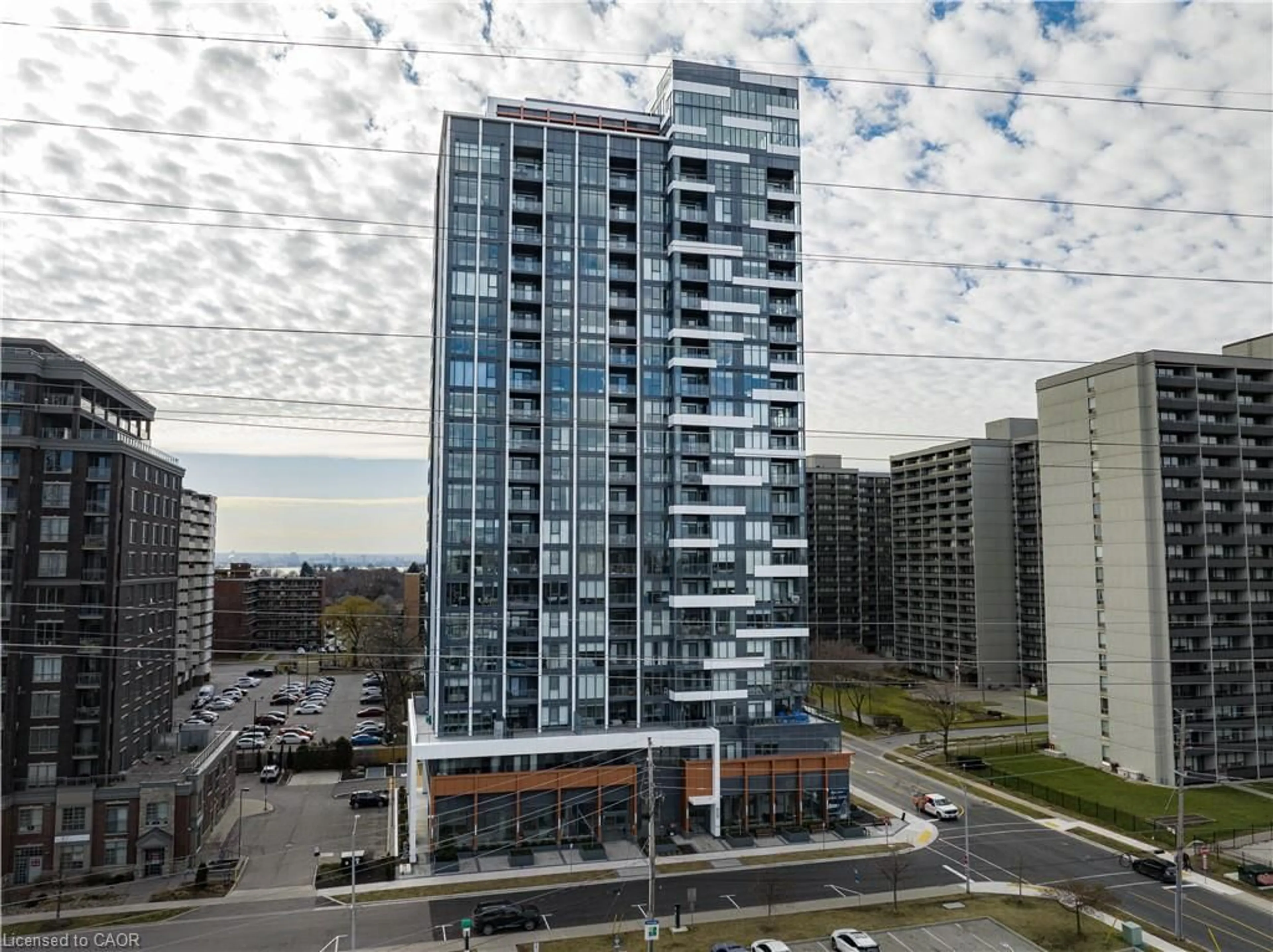 A pic from outside/outdoor area/front of a property/back of a property/a pic from drone, city buildings view from balcony for 500 Brock Ave #201, Burlington Ontario L7S 0A5