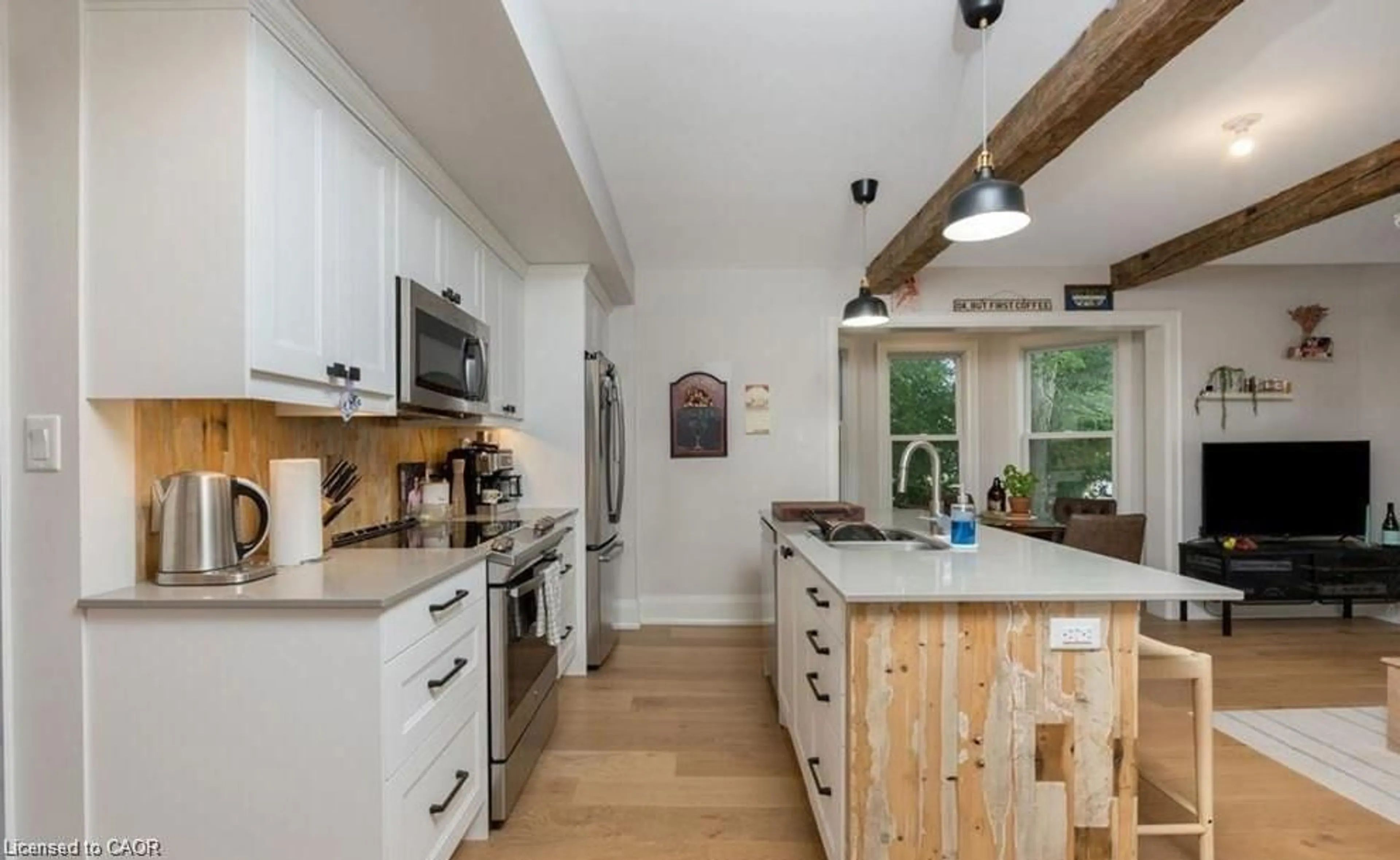 Open concept kitchen, wood/laminate floor for 14 Young St, Waterloo Ontario N2L 2Y8