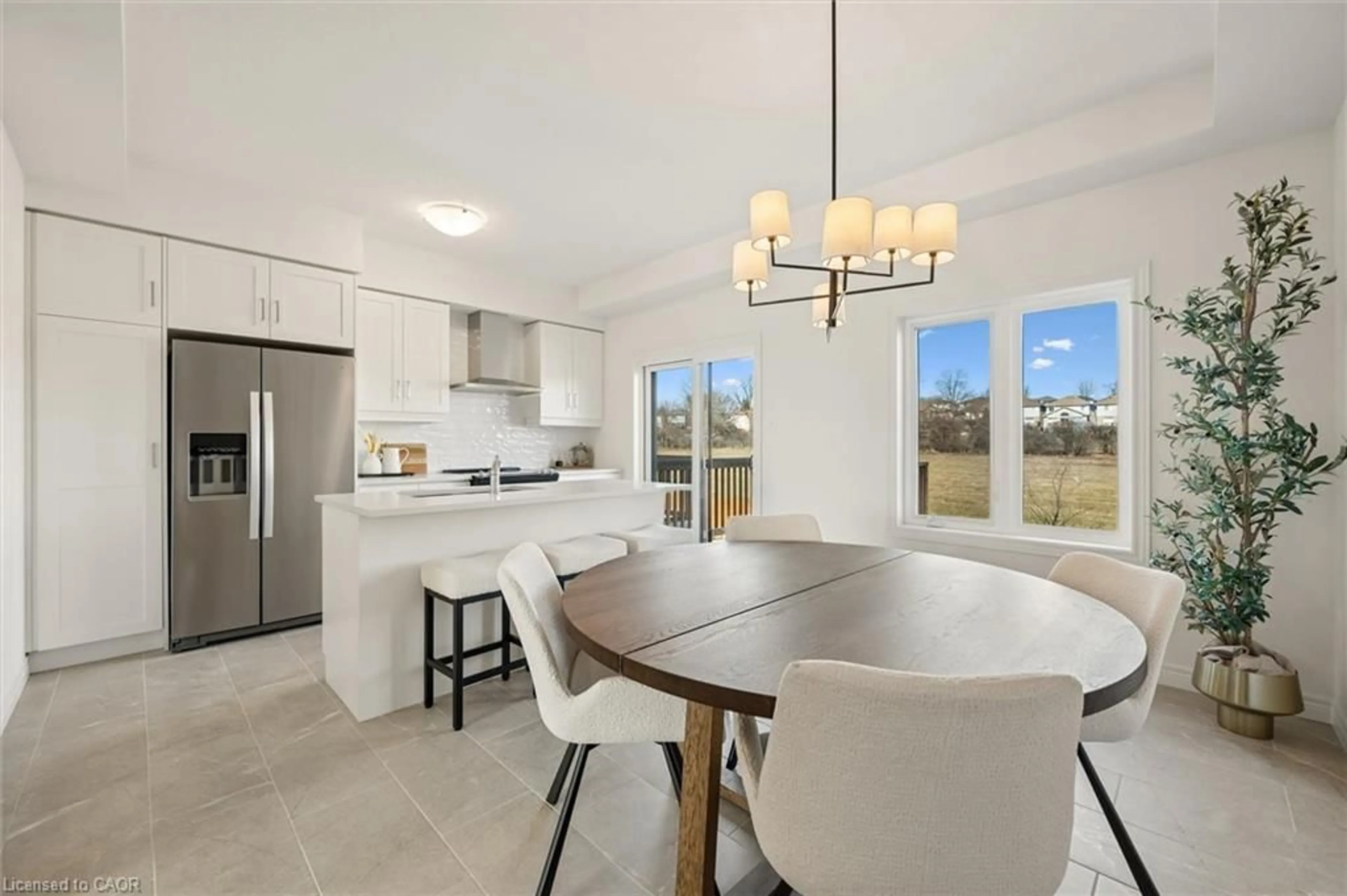 Open concept kitchen, ceramic/tile floor for 21 Sora Lane, Guelph Ontario N1E 0T4