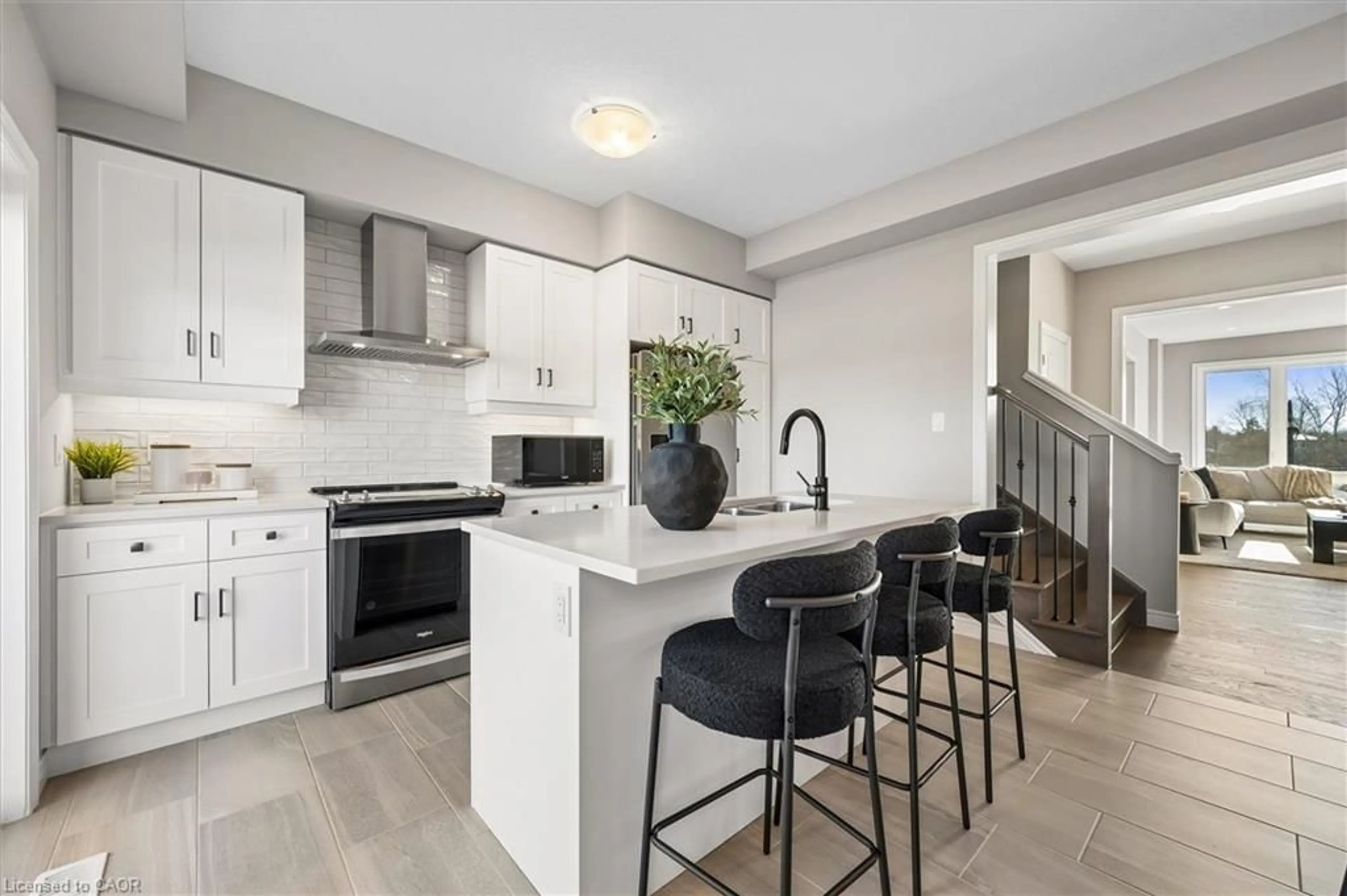 Open concept kitchen, ceramic/tile floor for 23 Sora Lane, Guelph Ontario N1E 0T4