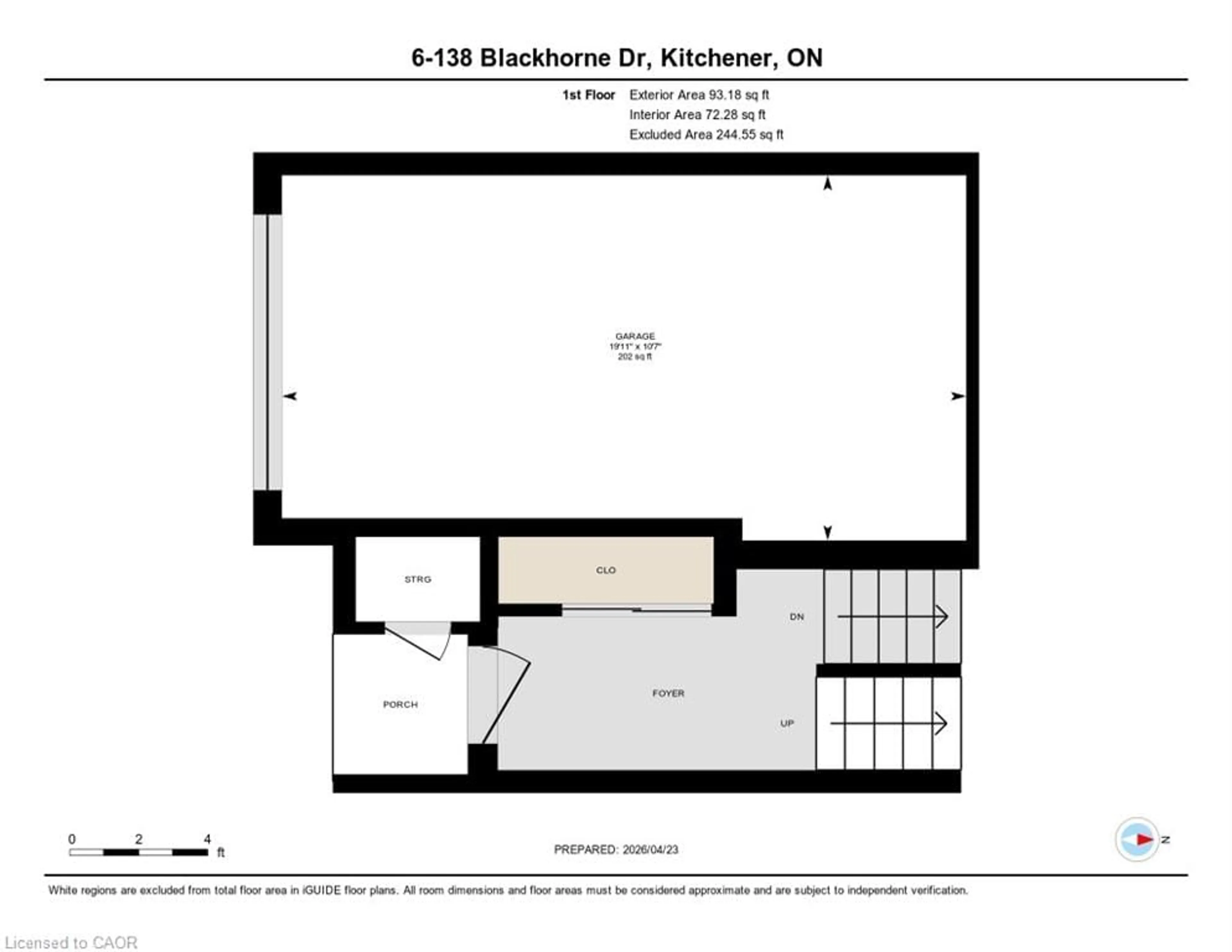 Floor plan for 138 Blackhorne Dr #6, Kitchener Ontario N2E 1Z3