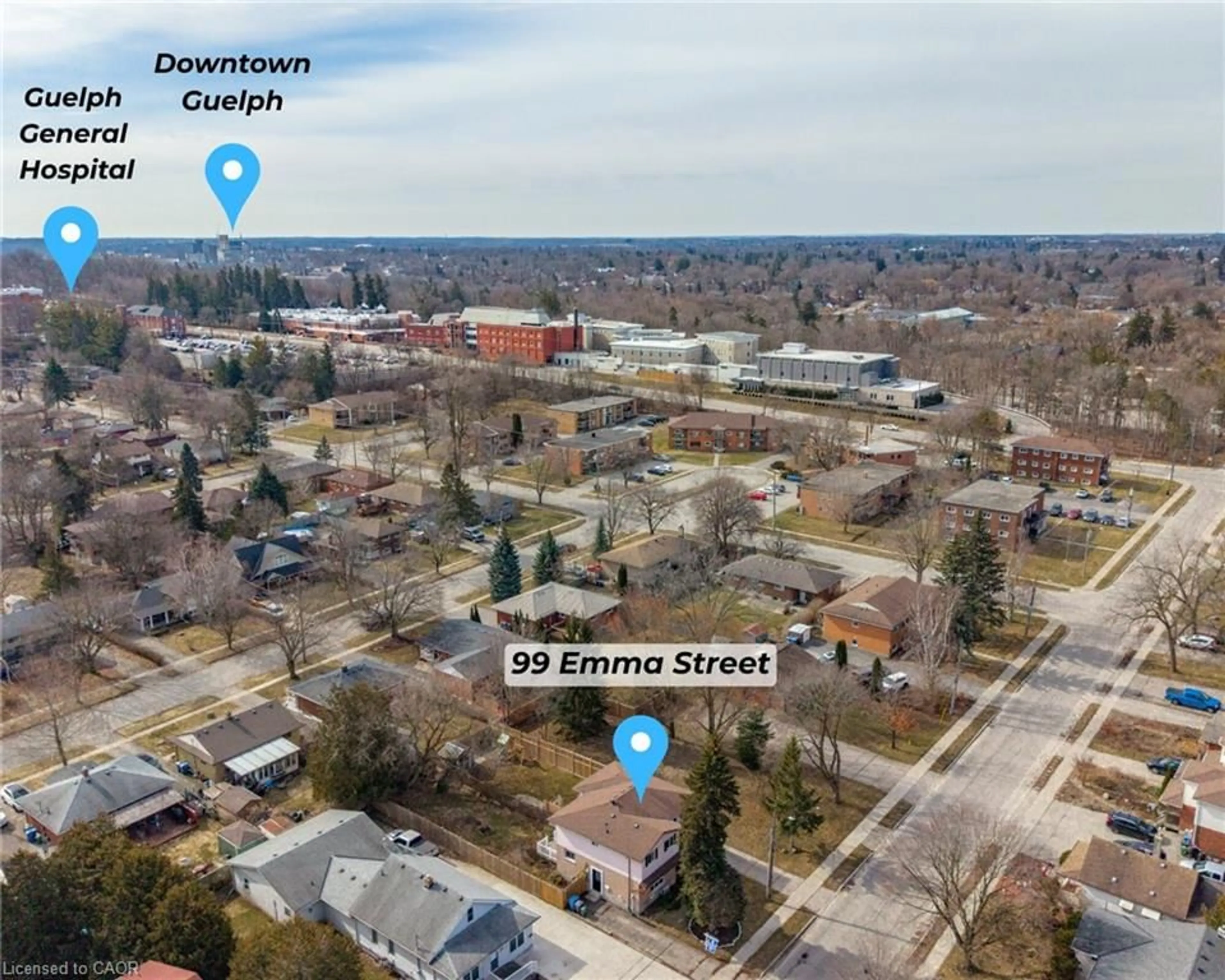 A pic from outside/outdoor area/front of a property/back of a property/a pic from drone, street for 99 Emma St, Guelph Ontario N1E 1V1