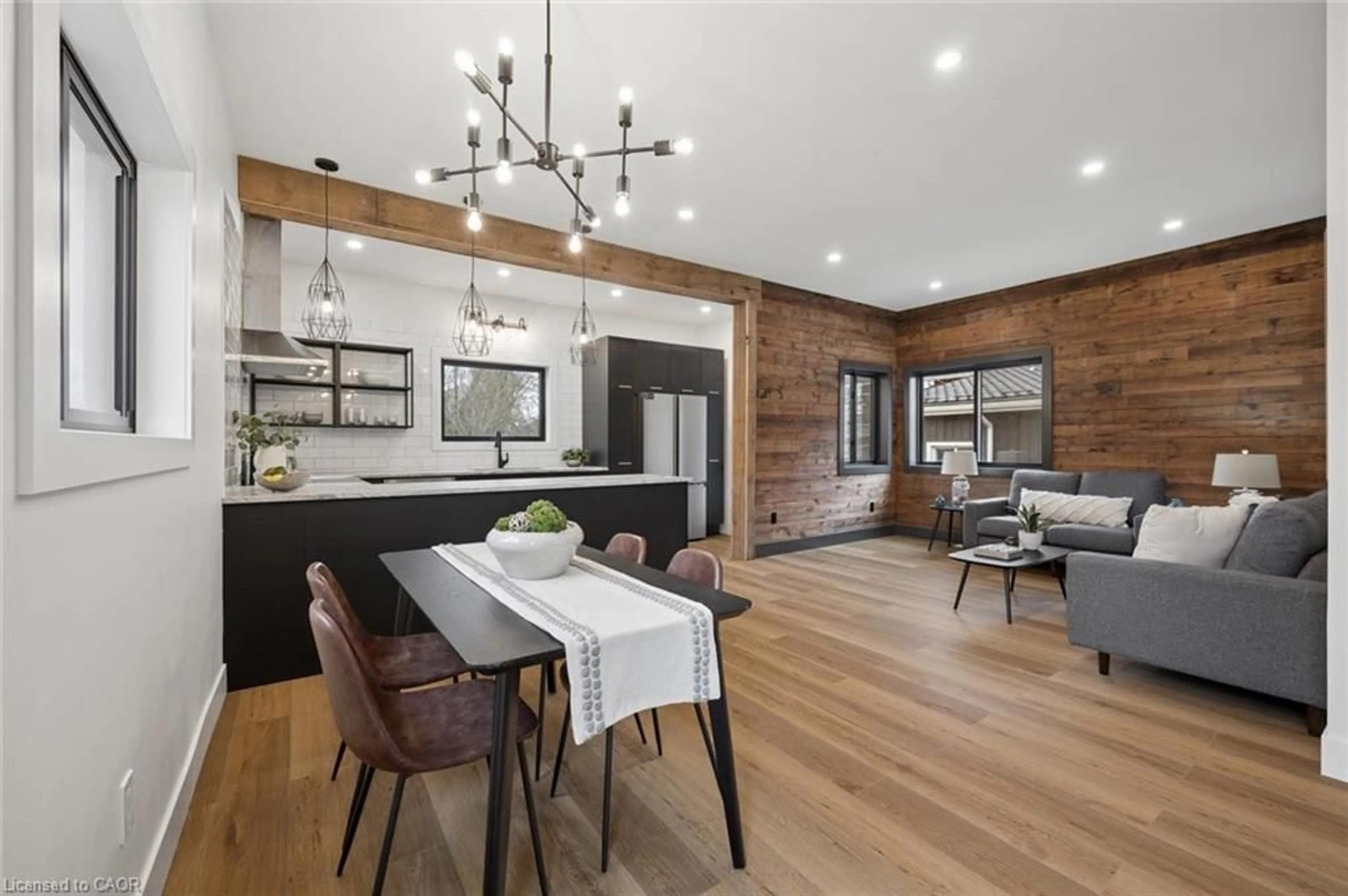 Open concept kitchen, wood/laminate floor for 215 Winstanley St, Monkton Ontario N0K 1P0