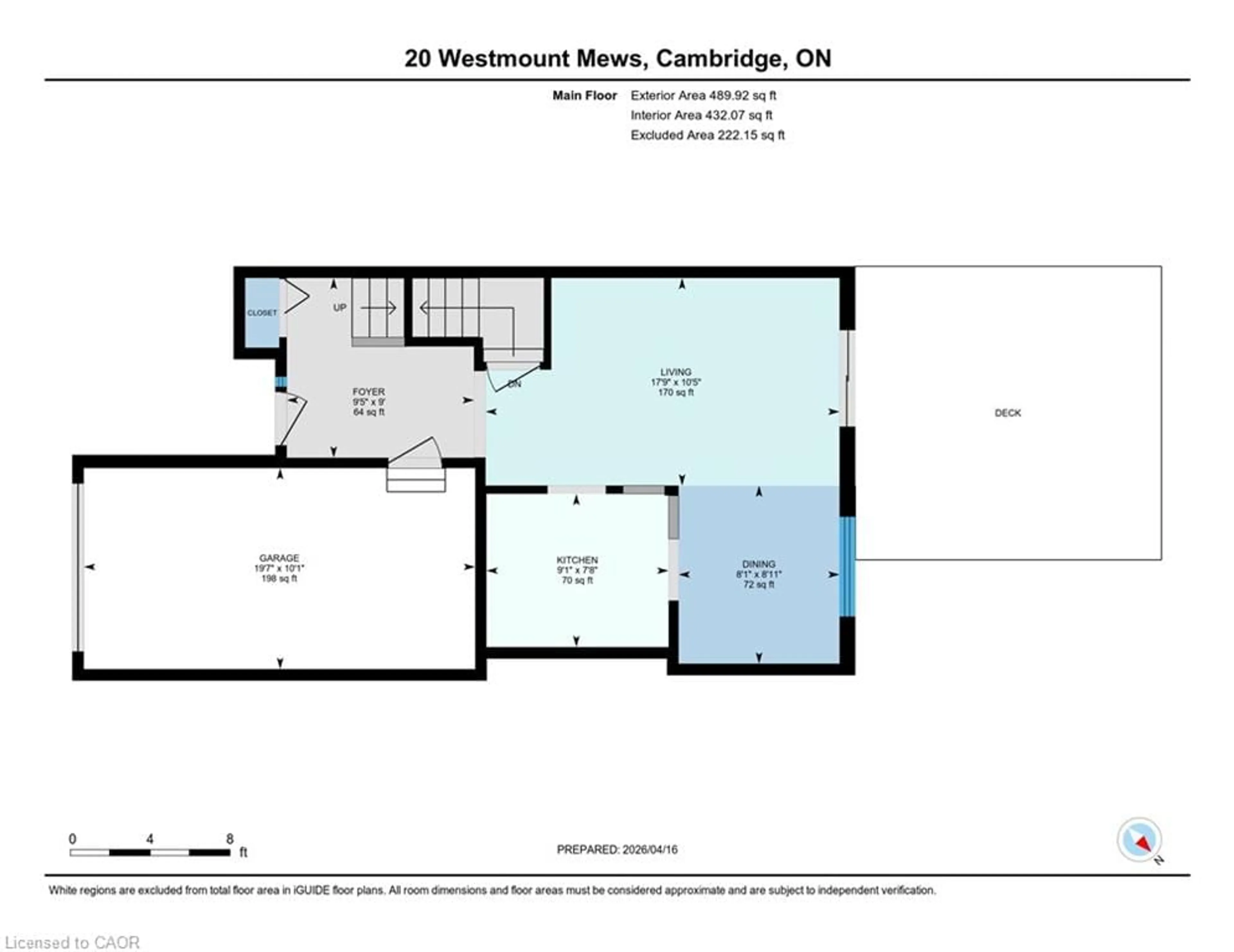 Floor plan for 20 Westmount Mews, Cambridge Ontario N1S 4J1