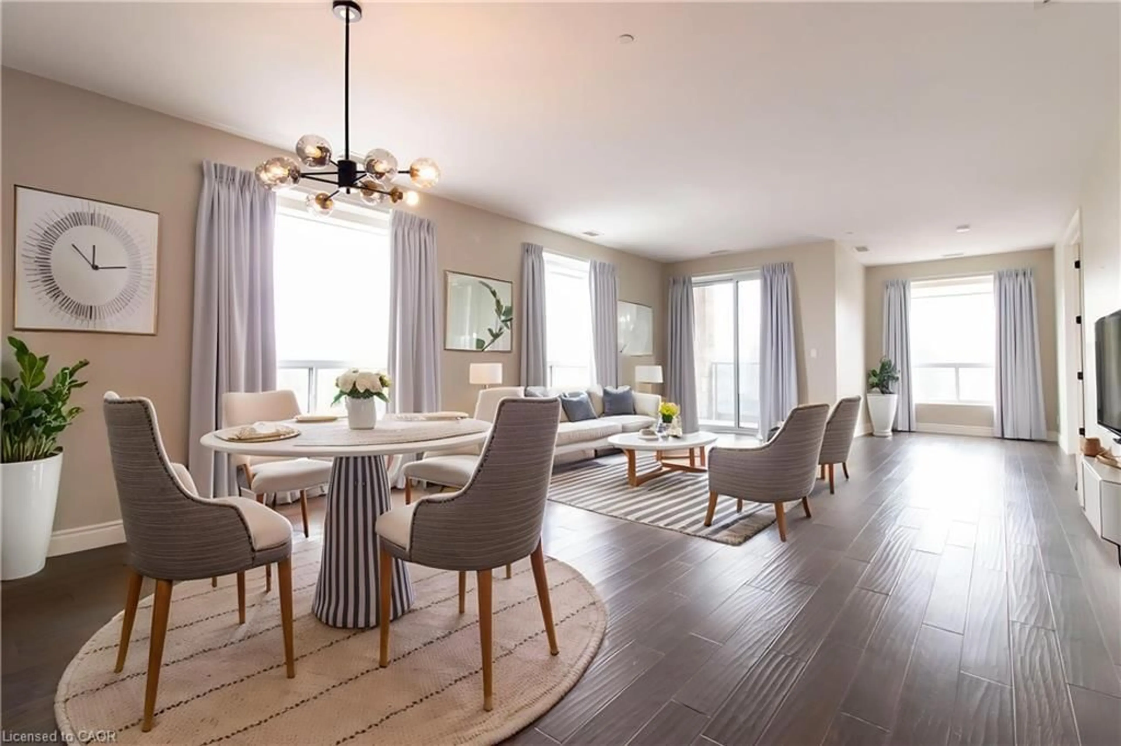 Dining room, wood/laminate floor for 223 Erb St #307, Waterloo Ontario N2L 0B3