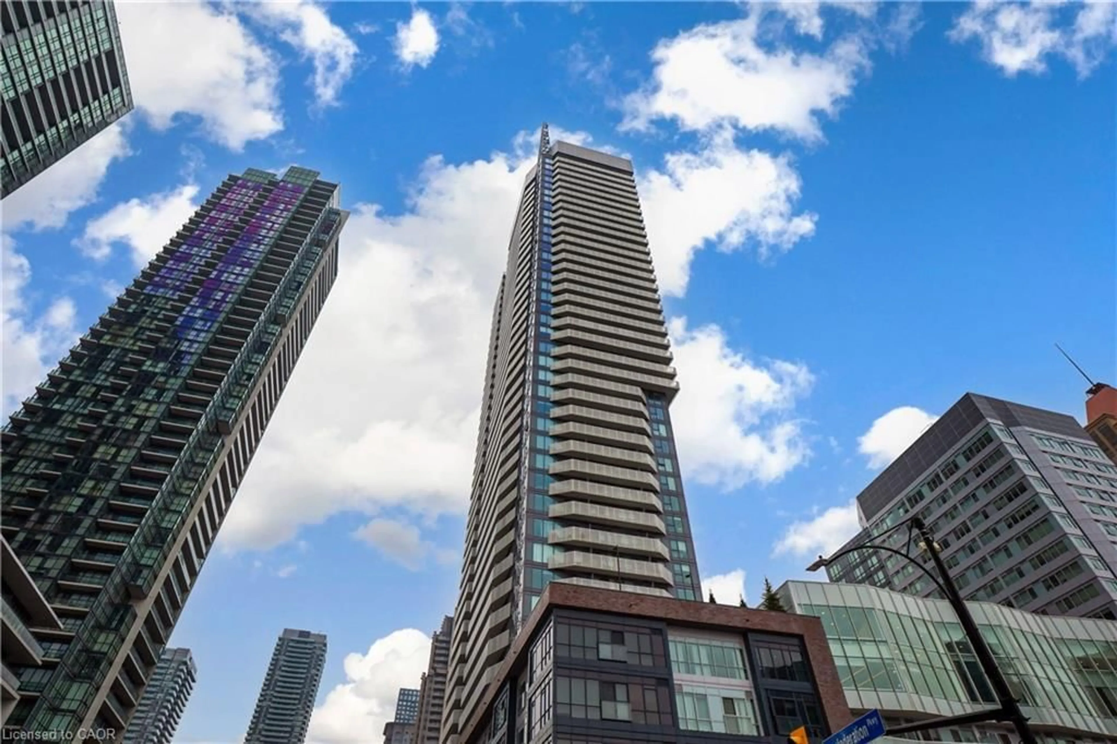 A pic from outside/outdoor area/front of a property/back of a property/a pic from drone, city buildings view from balcony for 4065 Confederation Pky #2406, Mississauga Ontario L5B 0L4