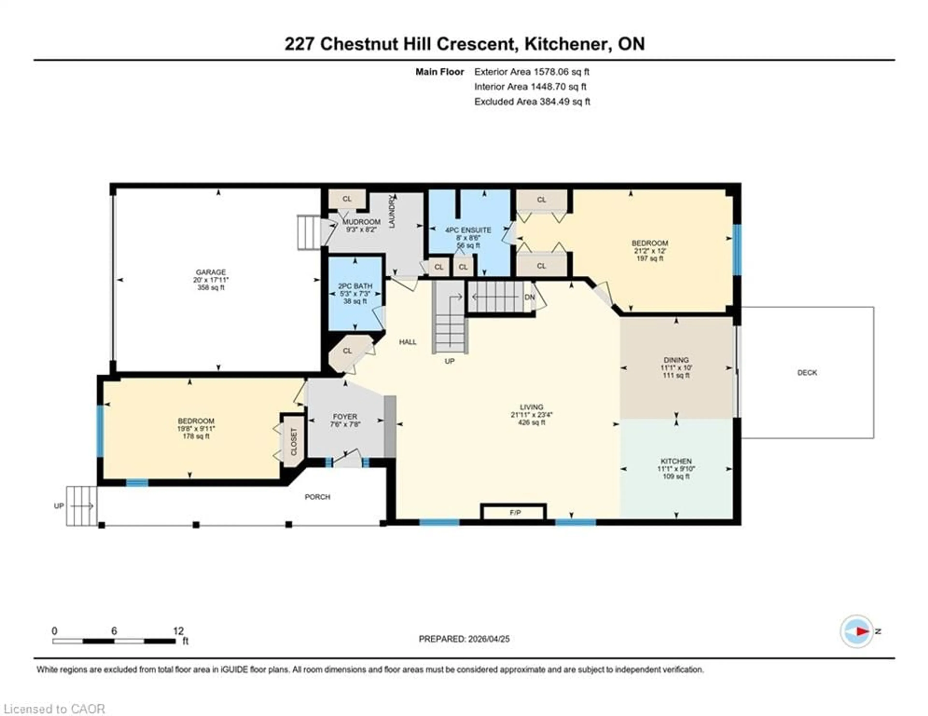 Floor plan for 227 Chestnut Hill Cres, Kitchener Ontario N2P 2X3