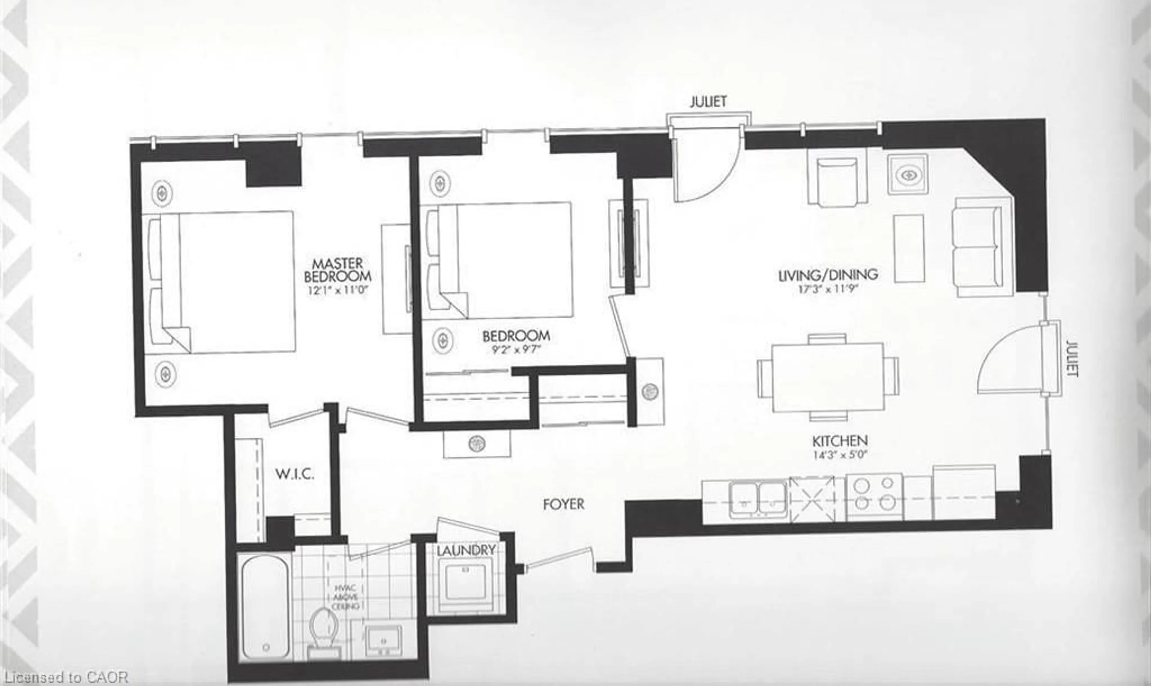 Floor plan for 118 King St #717, Hamilton Ontario L8N 0A9