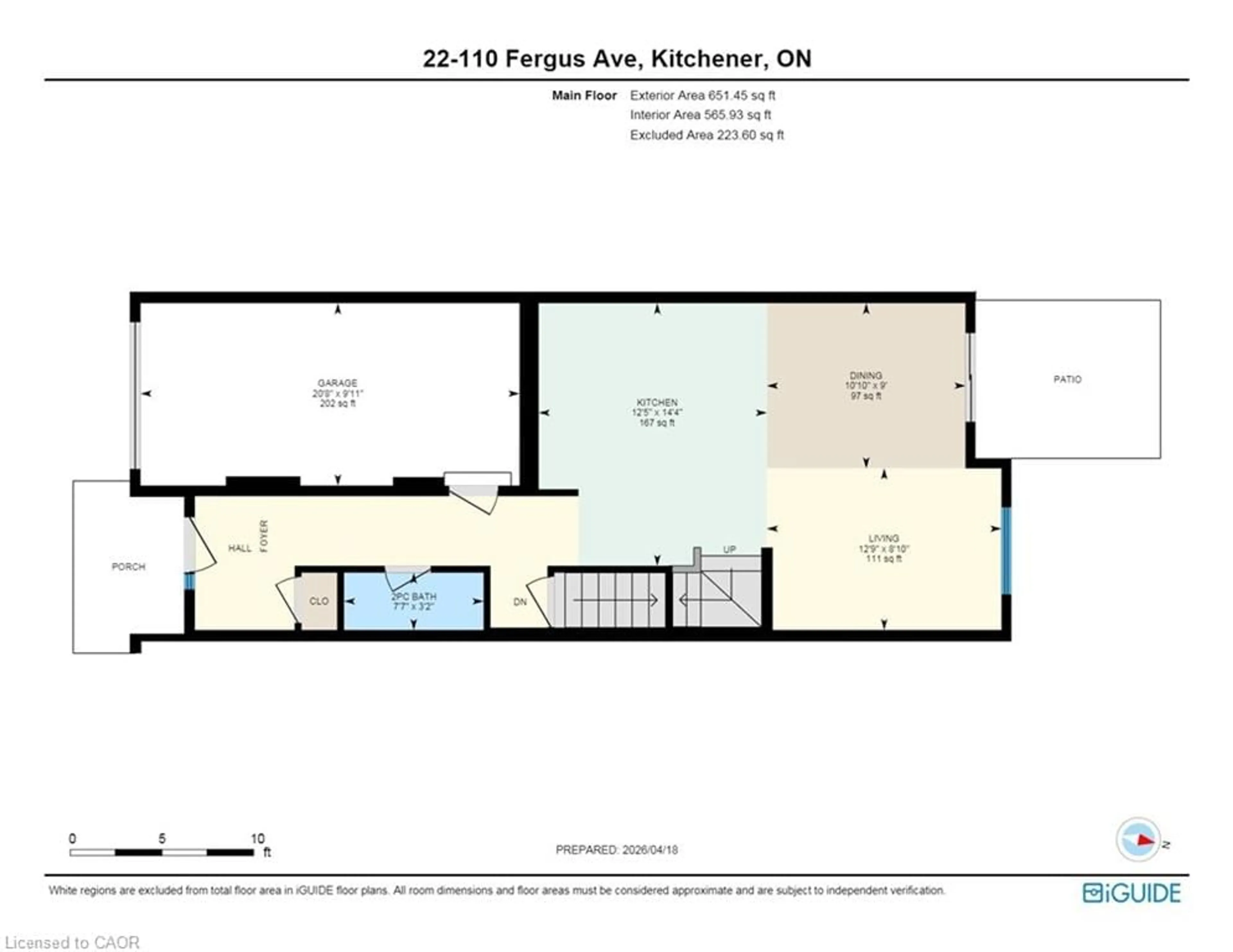 Floor plan for 110 Fergus Ave #22, Kitchener Ontario N2A 0K9