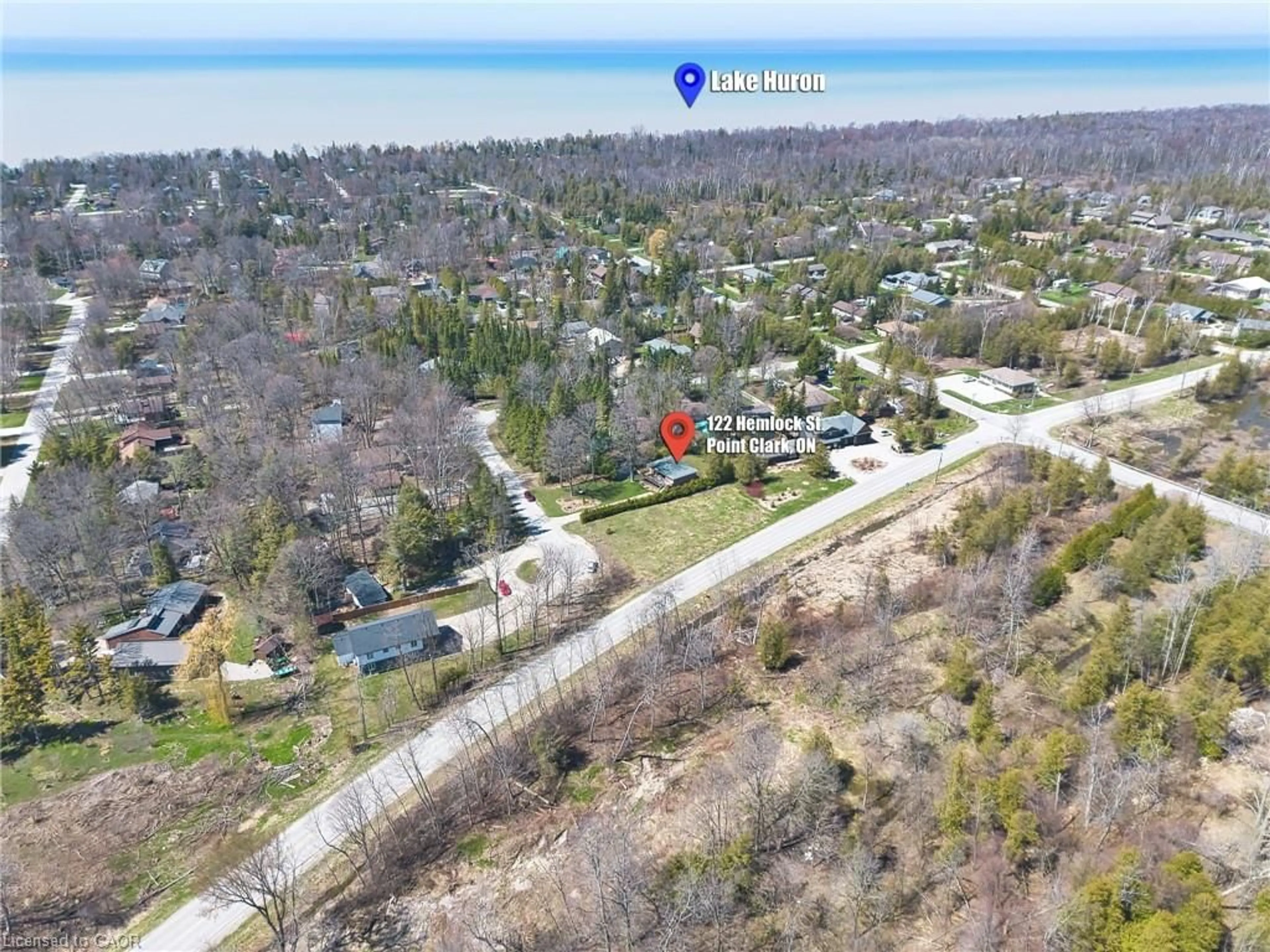A pic from outside/outdoor area/front of a property/back of a property/a pic from drone, water/lake/river/ocean view for 122 Hemlock St, Kincardine Ontario N2Z 2X3