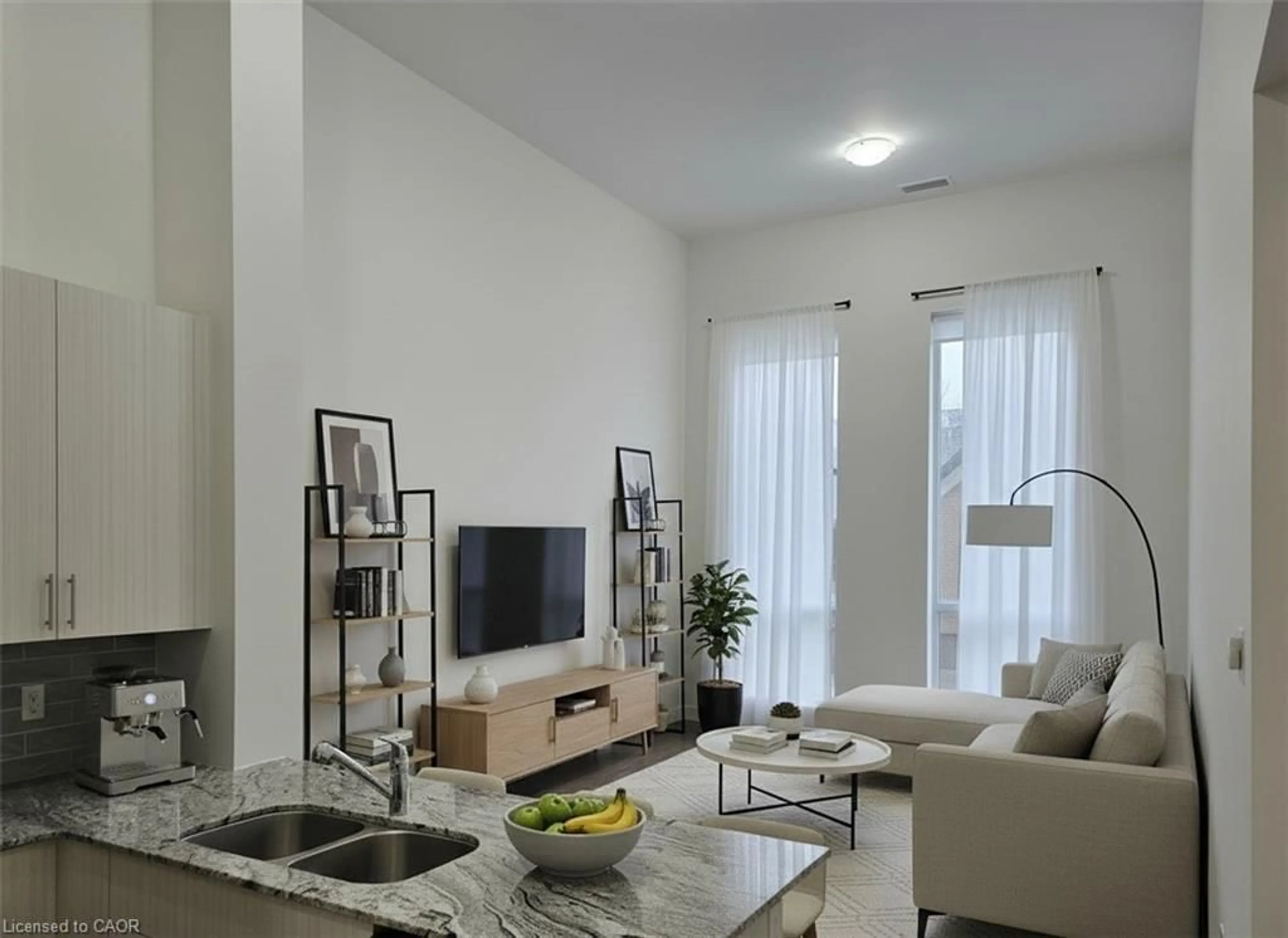 Living room with furniture, unknown for 100 Garment St #211, Kitchener Ontario N2G 0C3