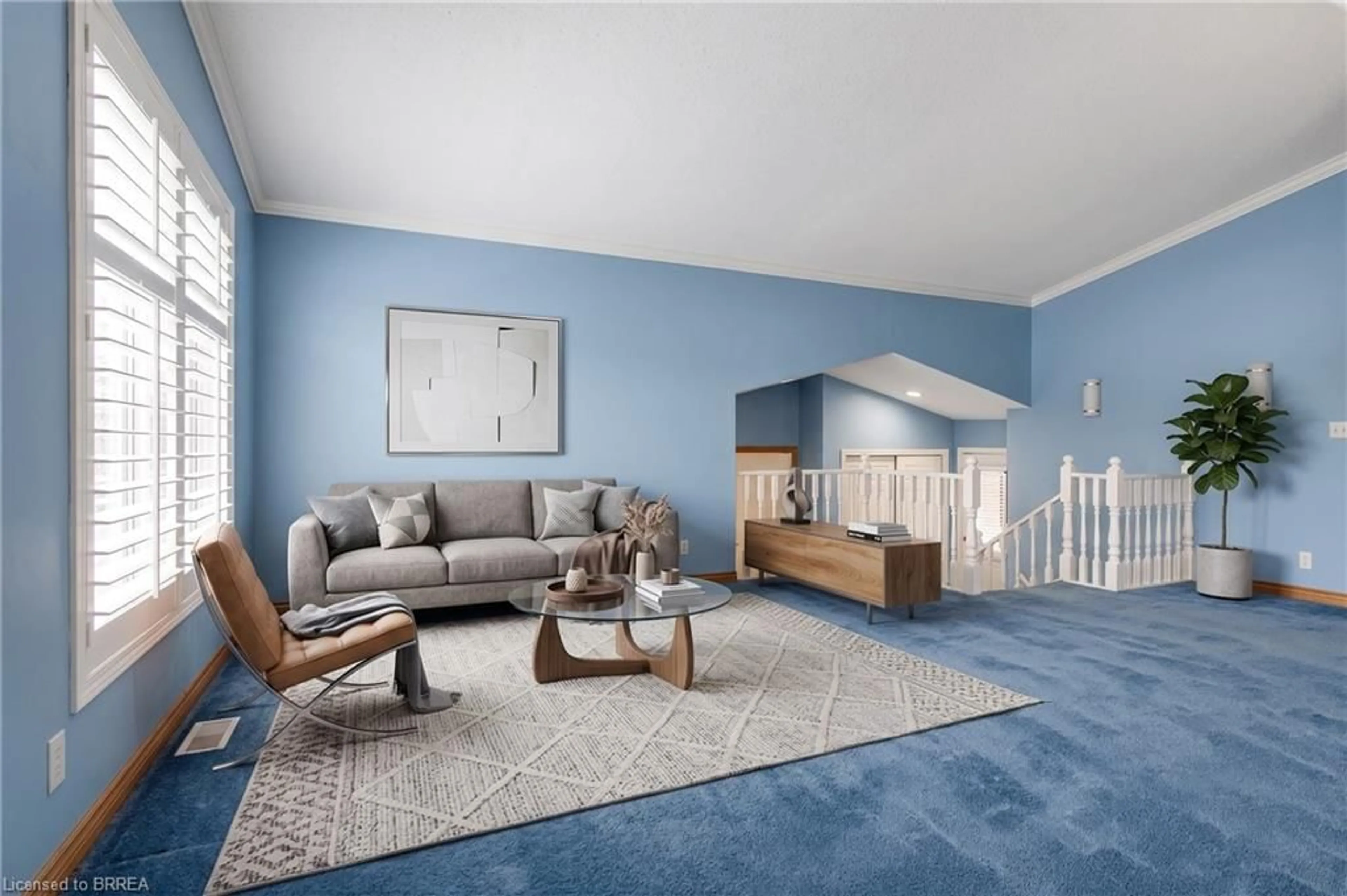 Living room with furniture, carpet floor for 44 Trillium Way, Brantford Ontario N3R 7T8