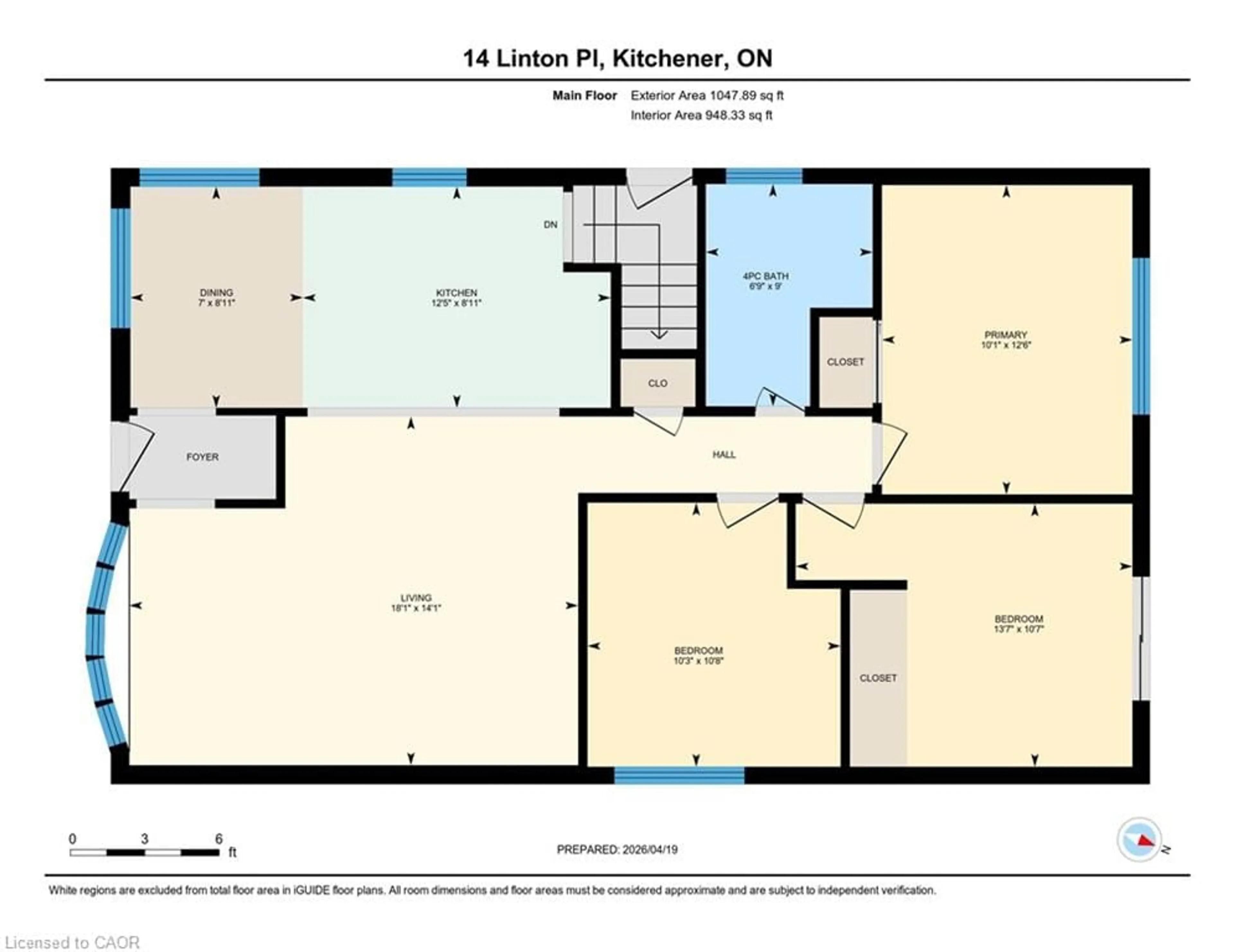 Floor plan for 14 Linton Pl, Kitchener Ontario N2B 2J9