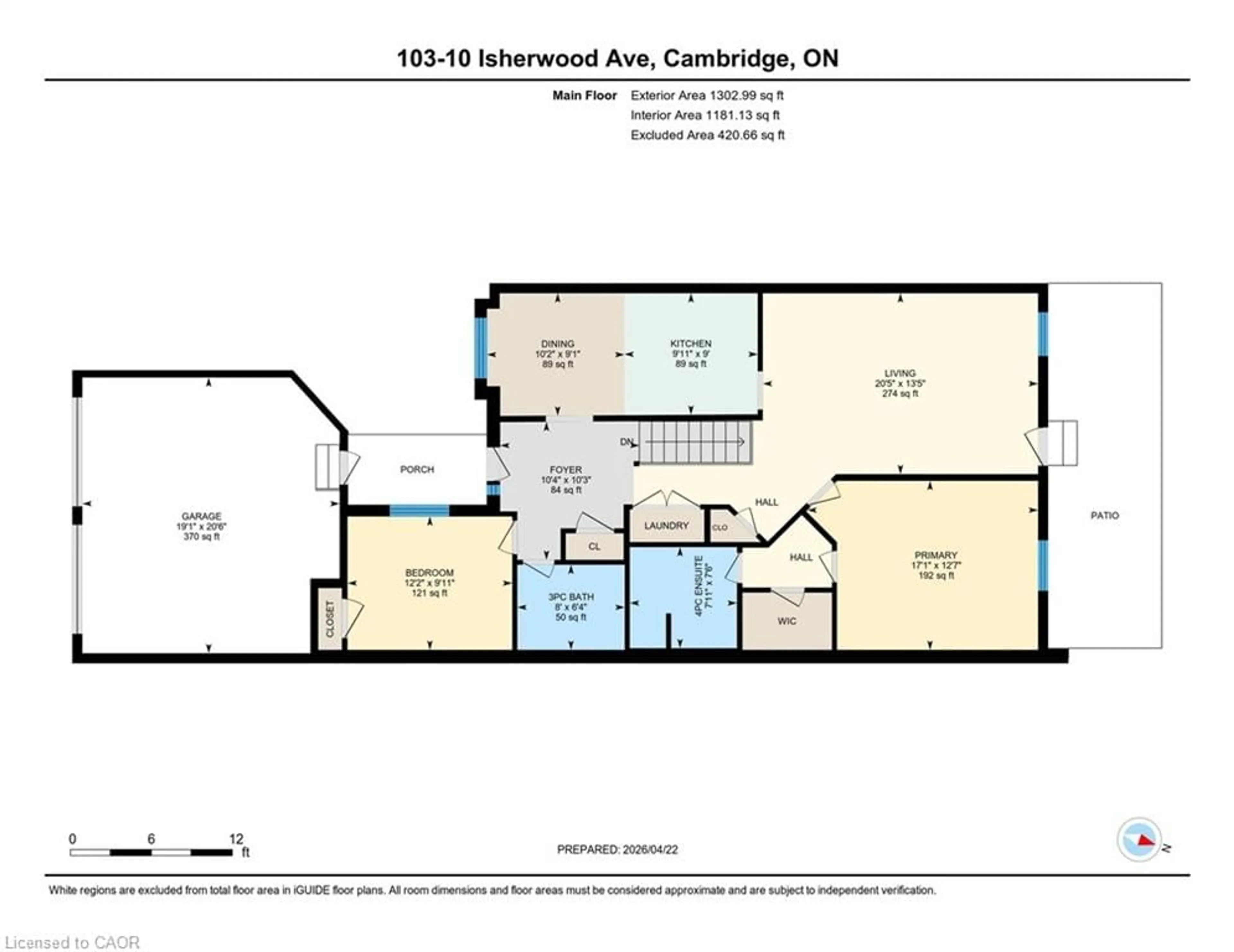Floor plan for 10 Isherwood Ave #103, Cambridge Ontario N1R 8L8