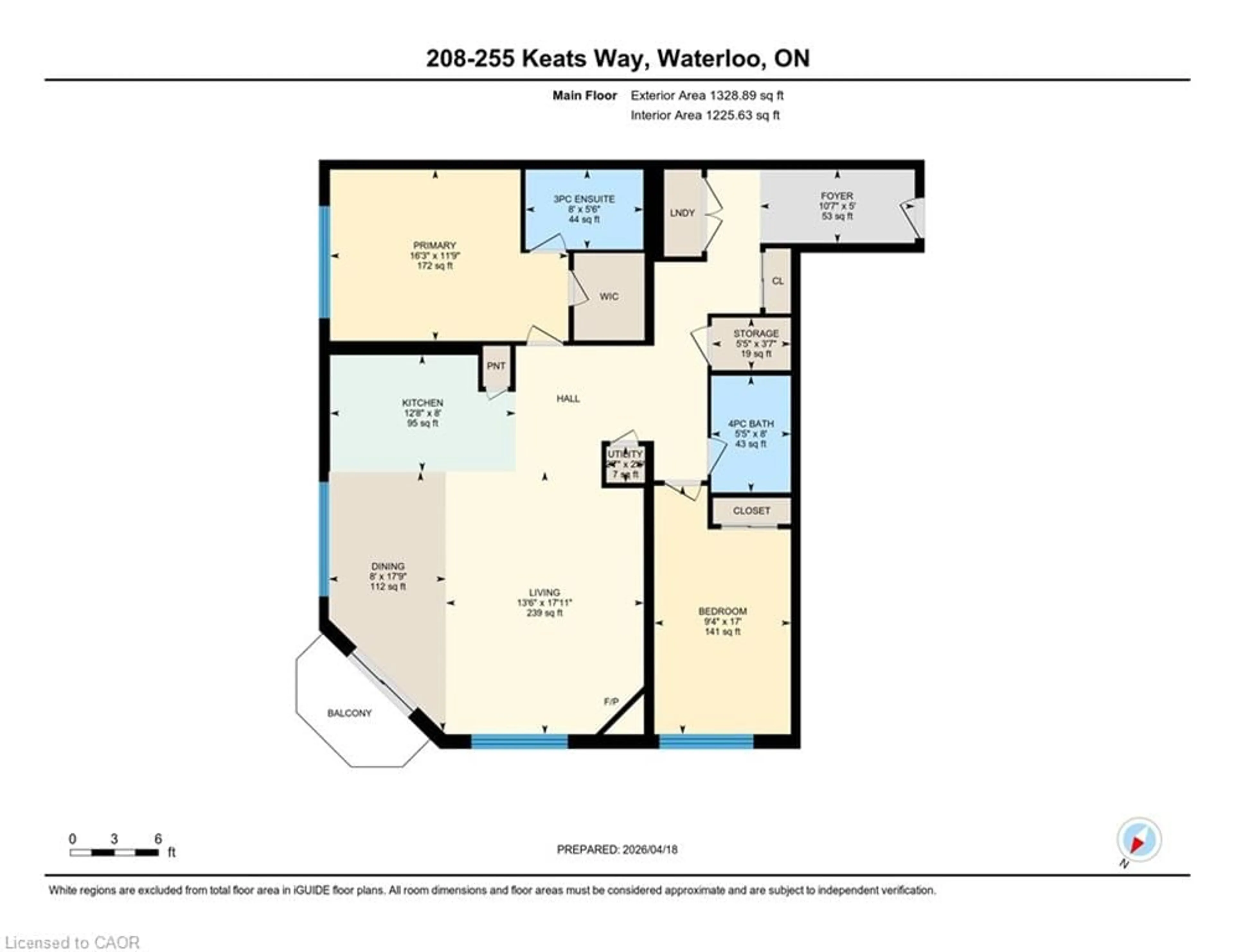 Floor plan for 255 Keats Way #208, Waterloo Ontario N2L 6N6